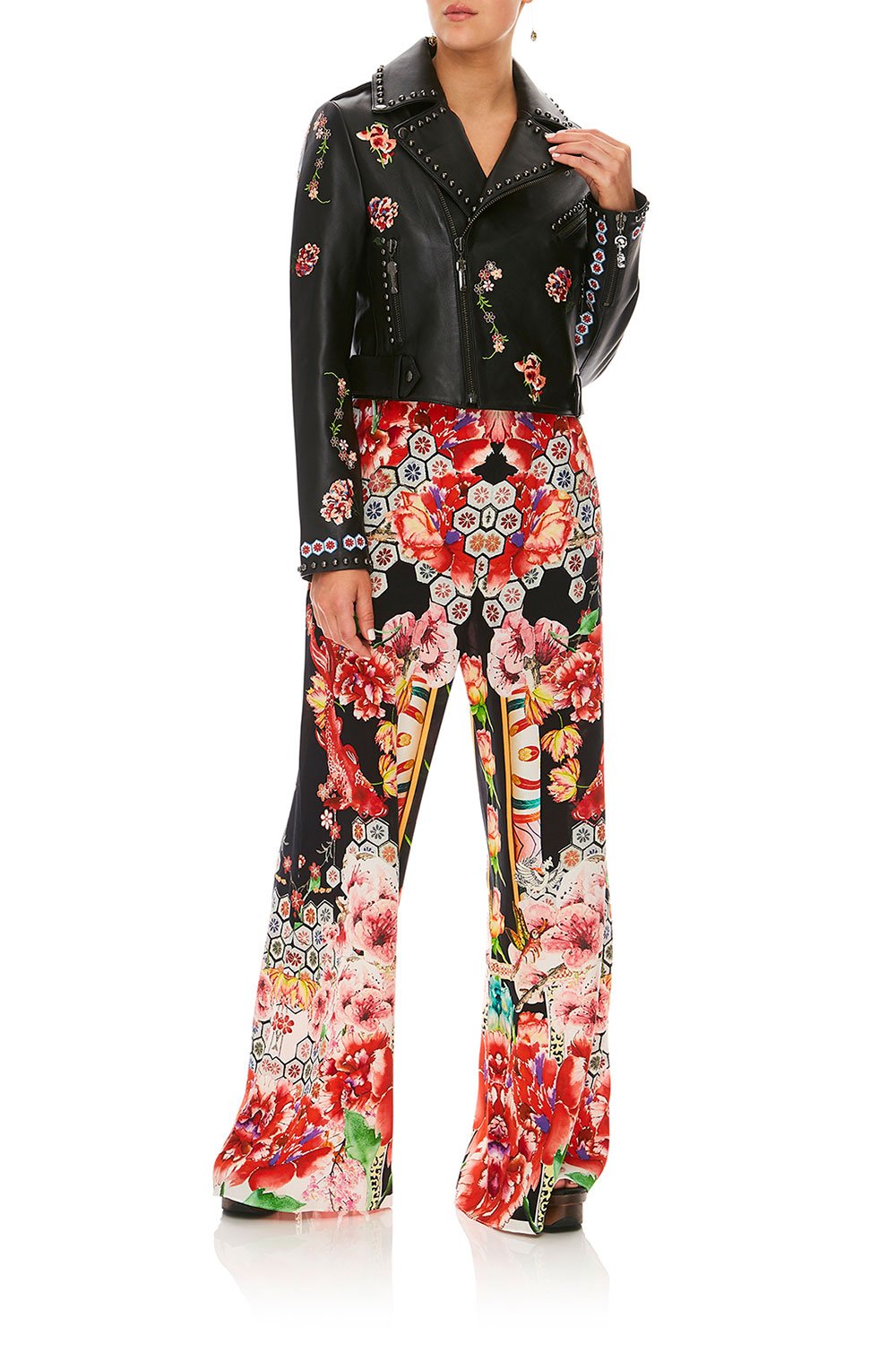 CAMILLA PAINTED LAND BIKER JACKET WITH TABS