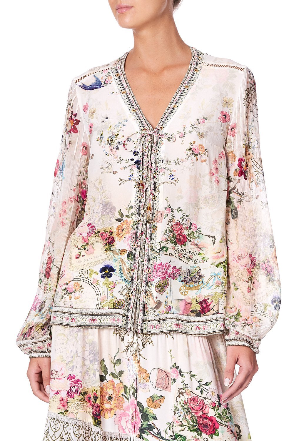 PEASANT BLOUSE WITH FRONT LACING JARDIN POSTCARDS