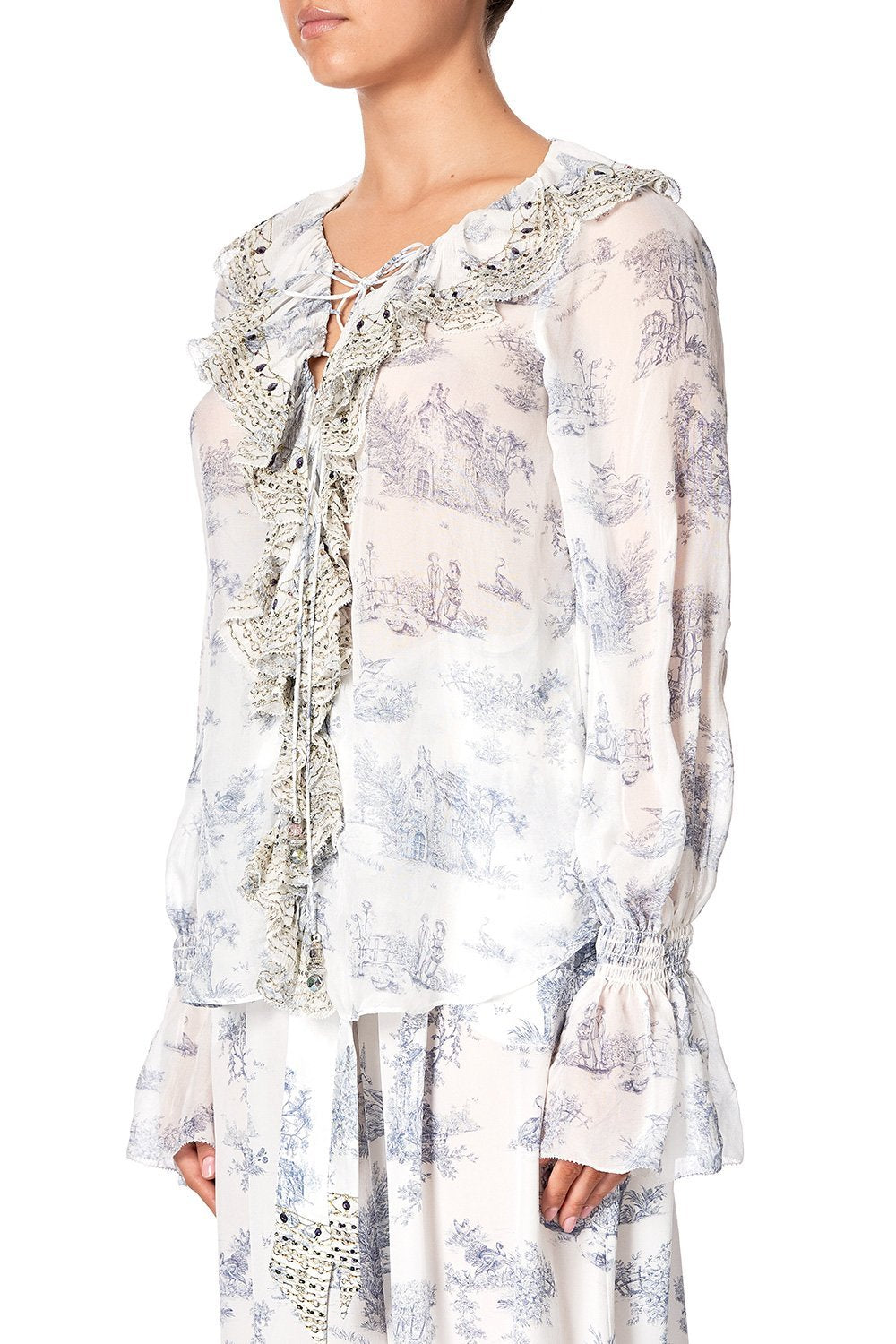 LACE UP RUFFLE BLOUSE SOUTHERN BELLE