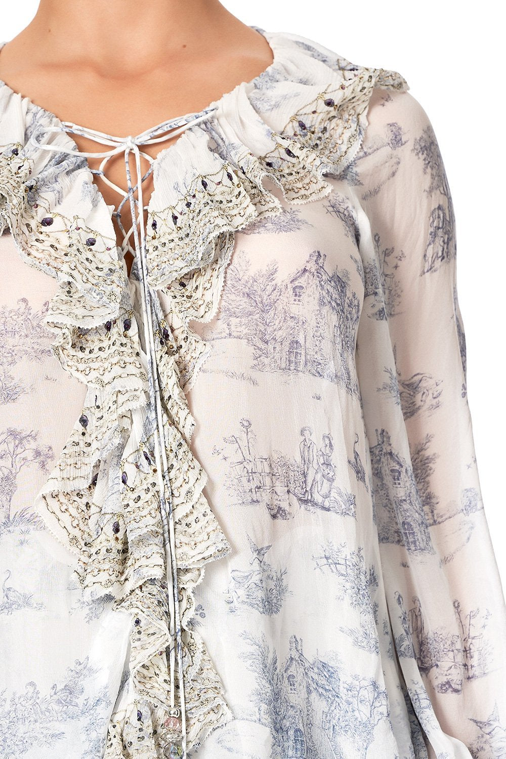 LACE UP RUFFLE BLOUSE SOUTHERN BELLE