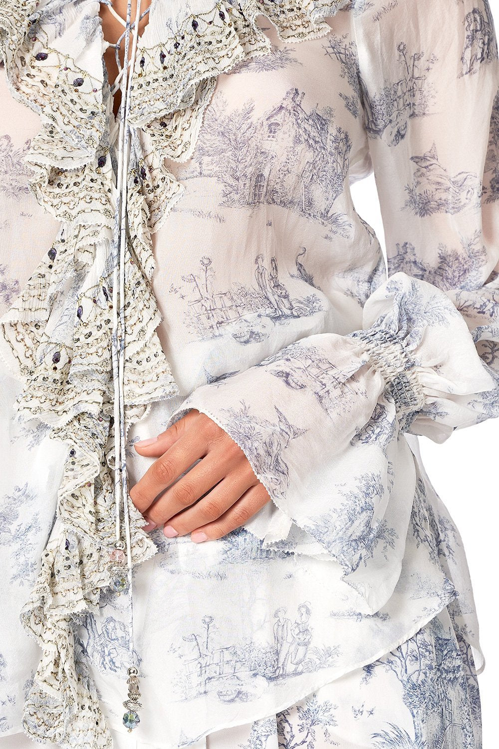 LACE UP RUFFLE BLOUSE SOUTHERN BELLE