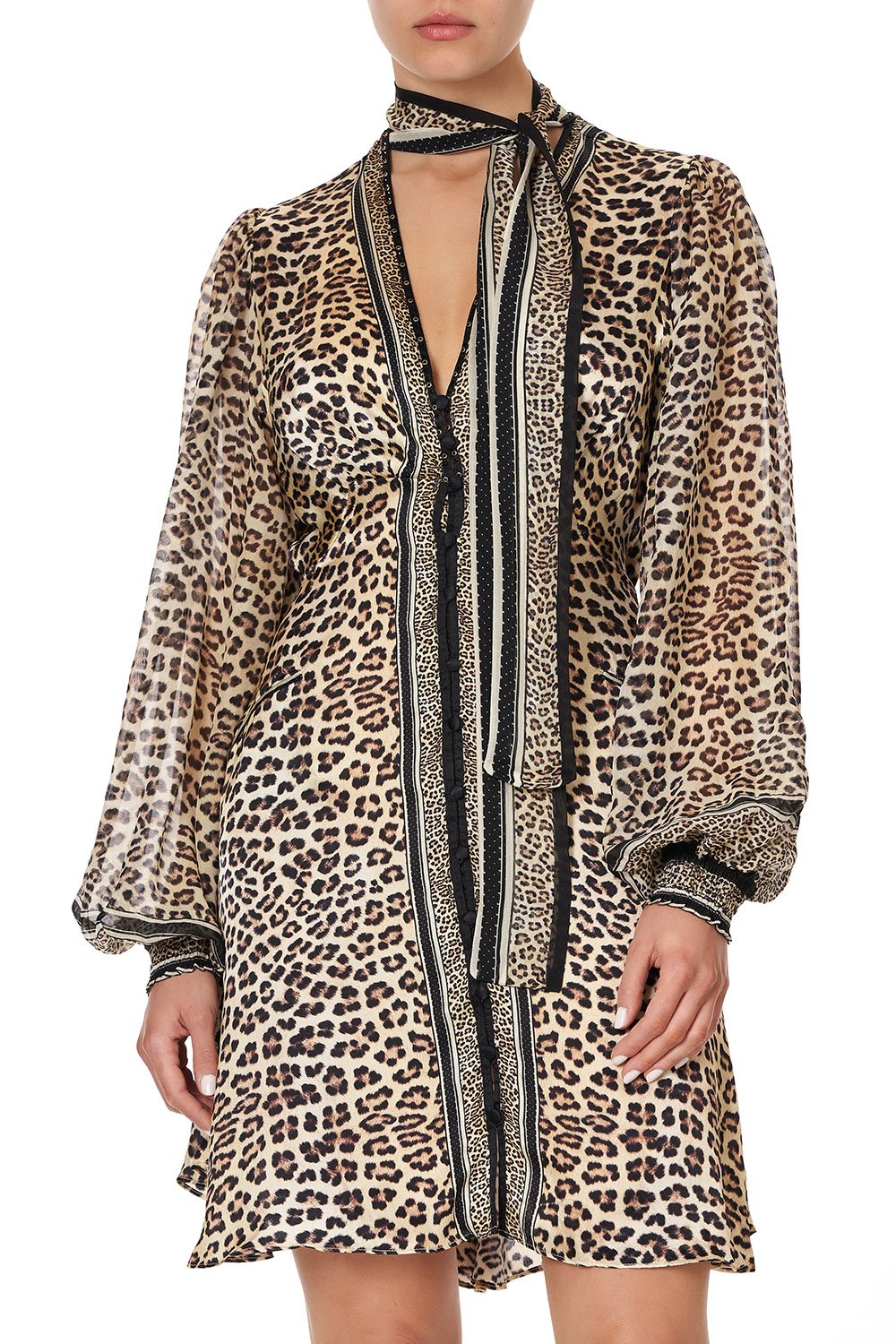 BLOUSON DRESS WITH NECK TIE SEX KITTEN