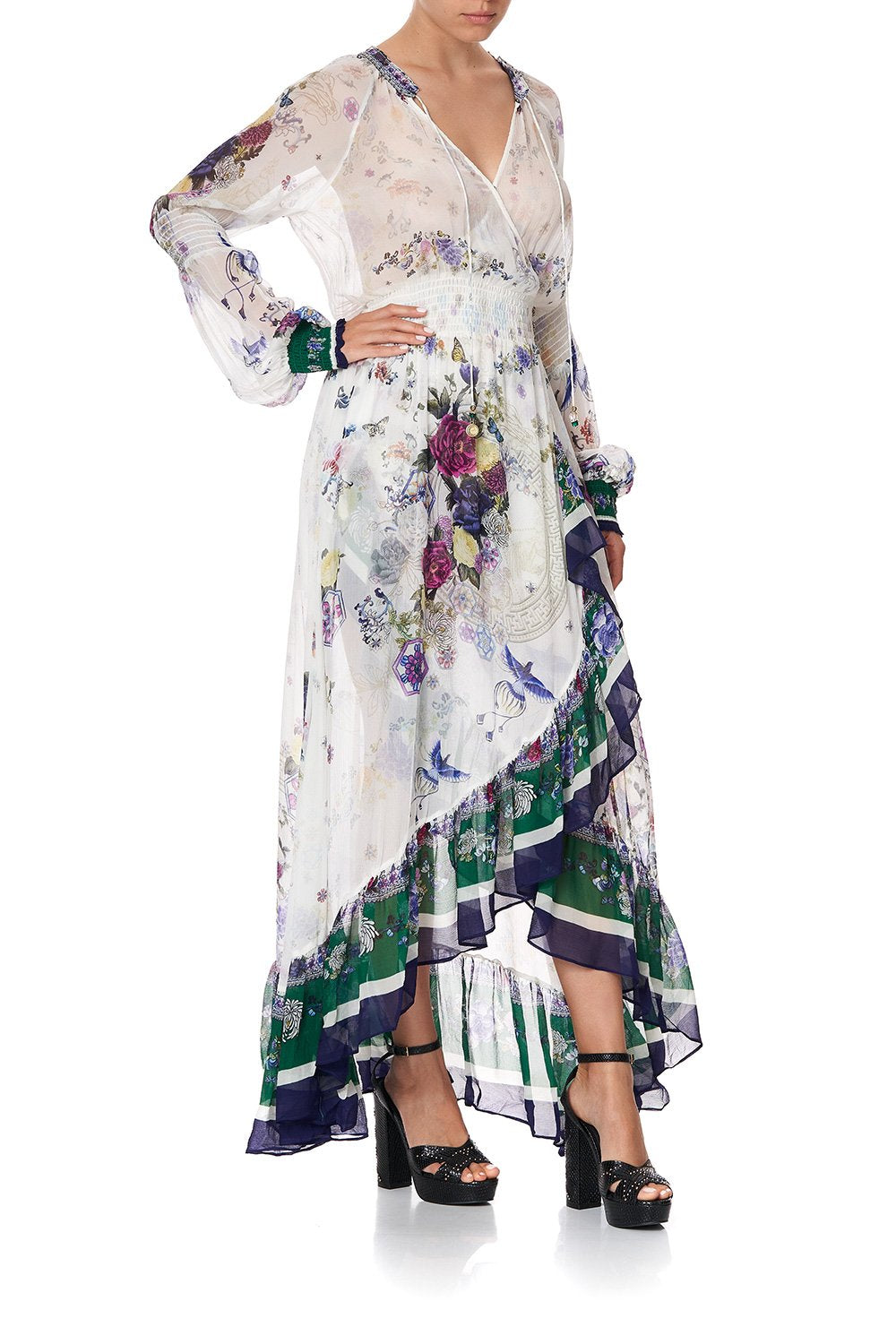 BLOUSON SLEEVE WRAP DRESS GENTLE MOON