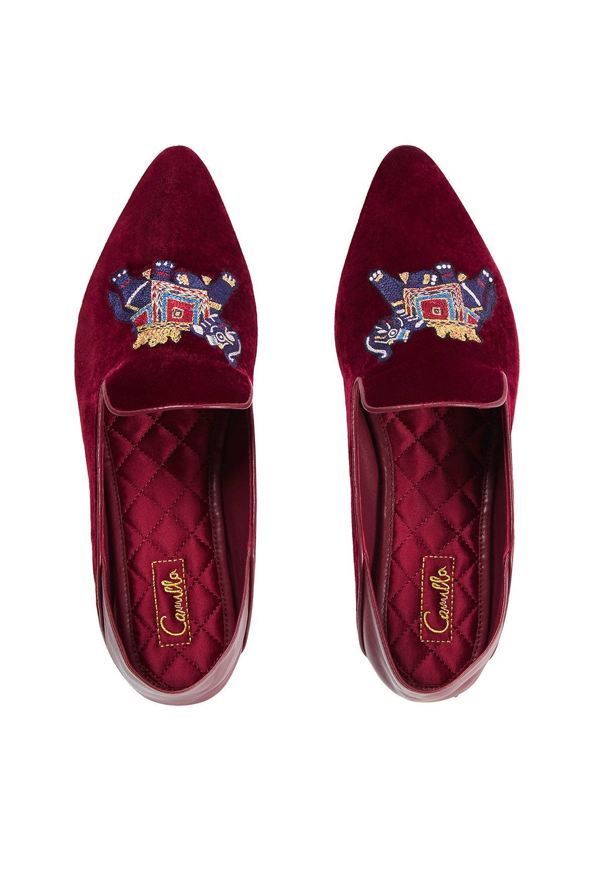 BURGUNDY VELVET SLIPPER WITH FOLDED HEEL