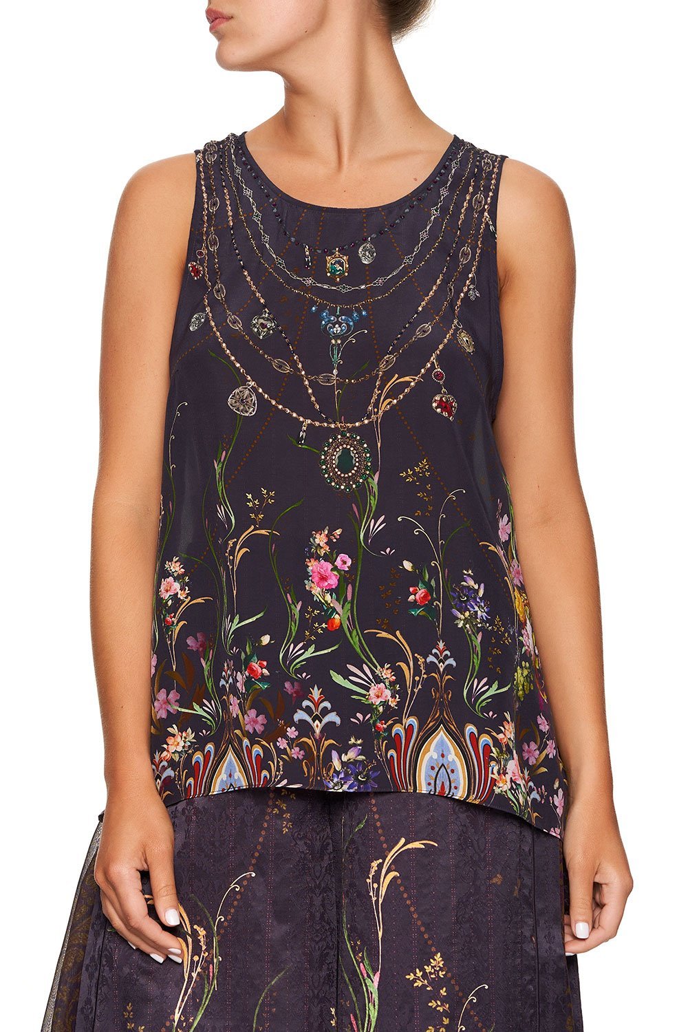 CAMILLA BUTTON BACK TOP WILD FLOWER