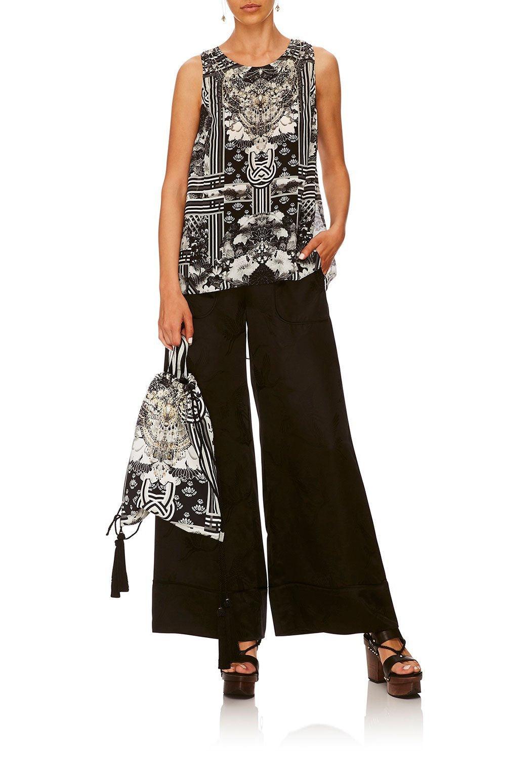 CAMILLA WILD MOONCHILD DRAWSTRING EMBELISHED POUCH