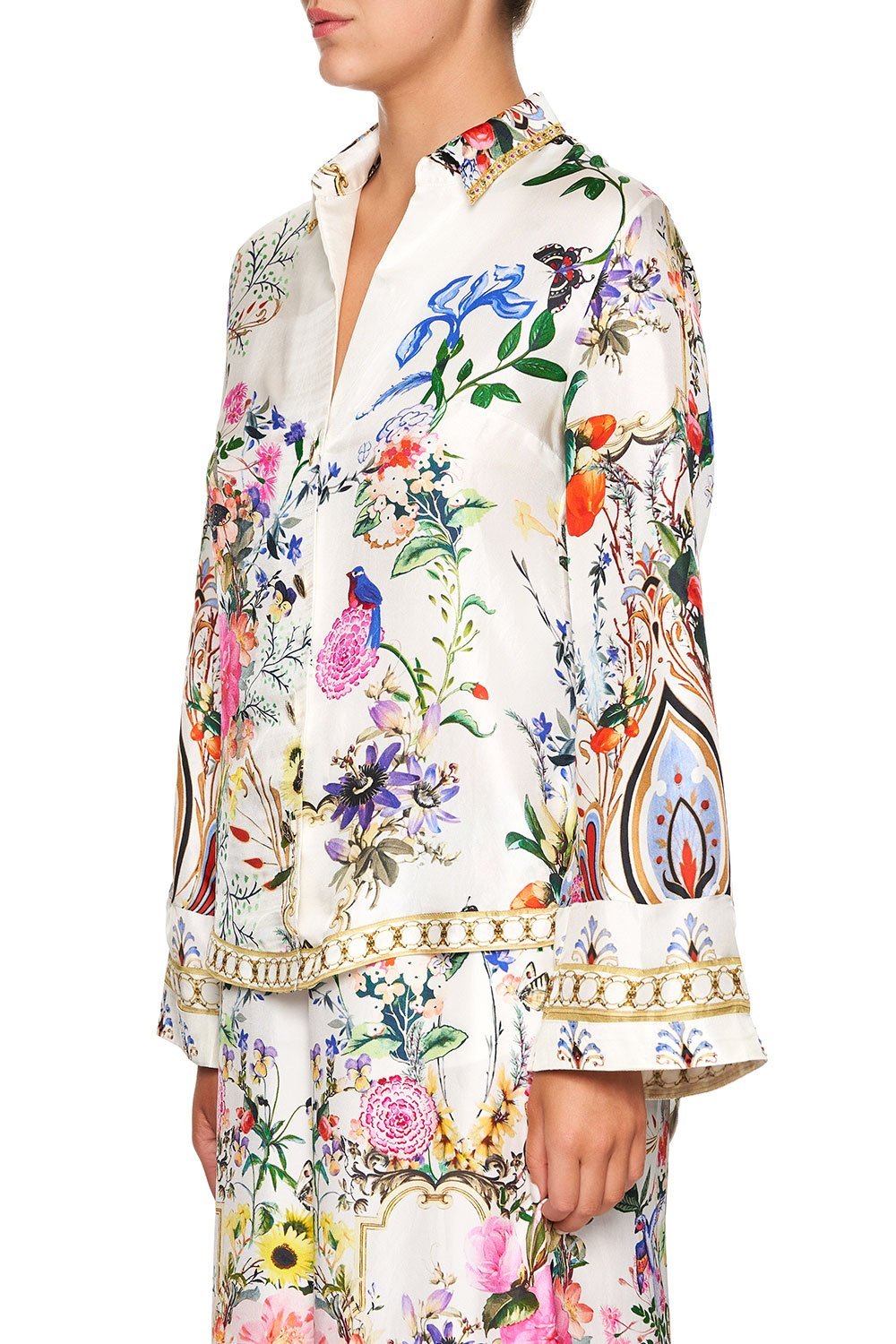 CAMILLA BUTTON DOWN SHIRT WITH CONTRAST BOHEME