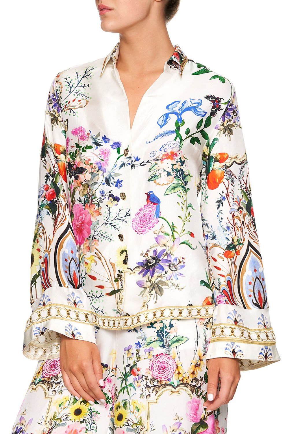 CAMILLA BUTTON DOWN SHIRT WITH CONTRAST BOHEME