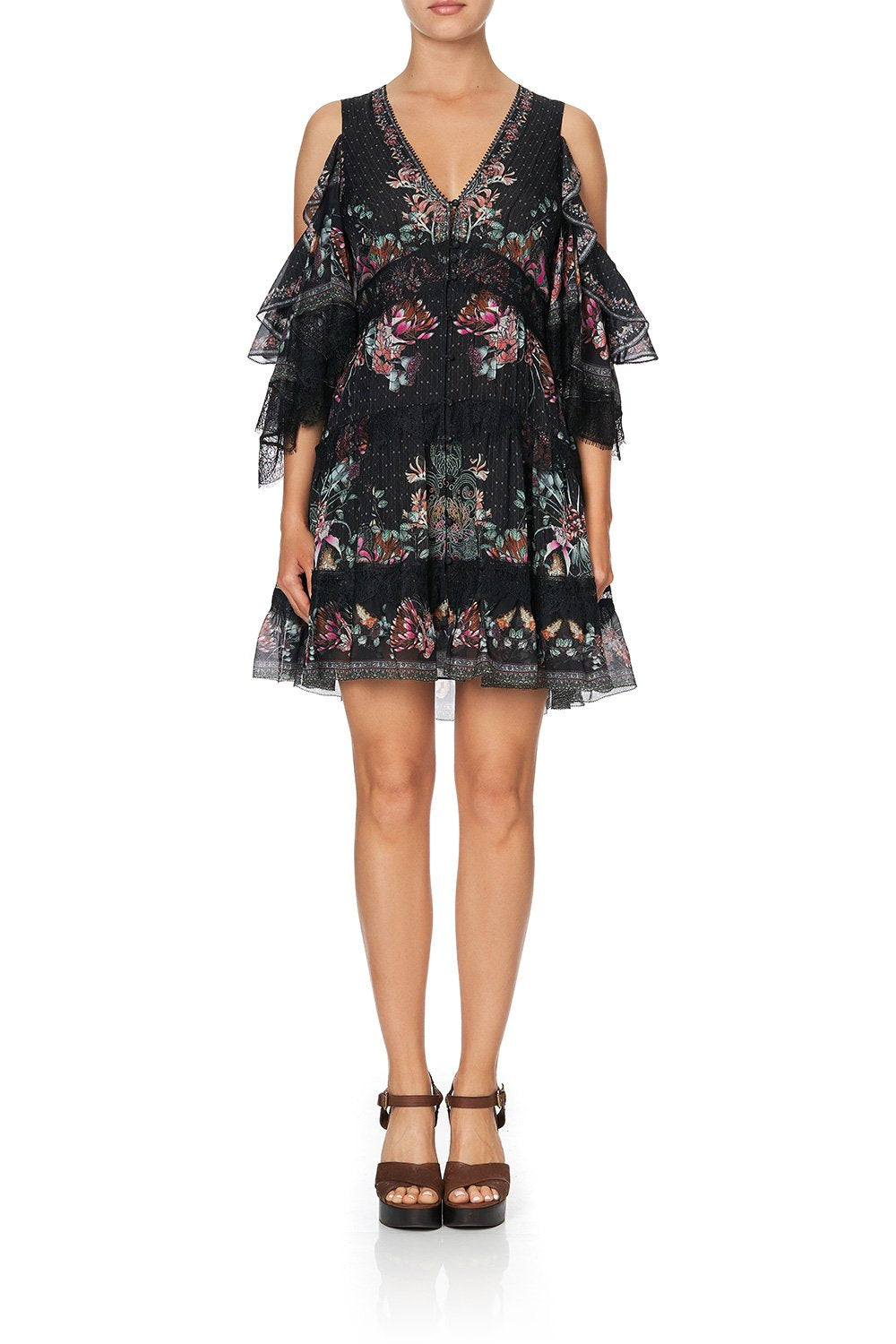 BUTTON UP DRESS WITH LACE INSERT RESTLESS NIGHTS