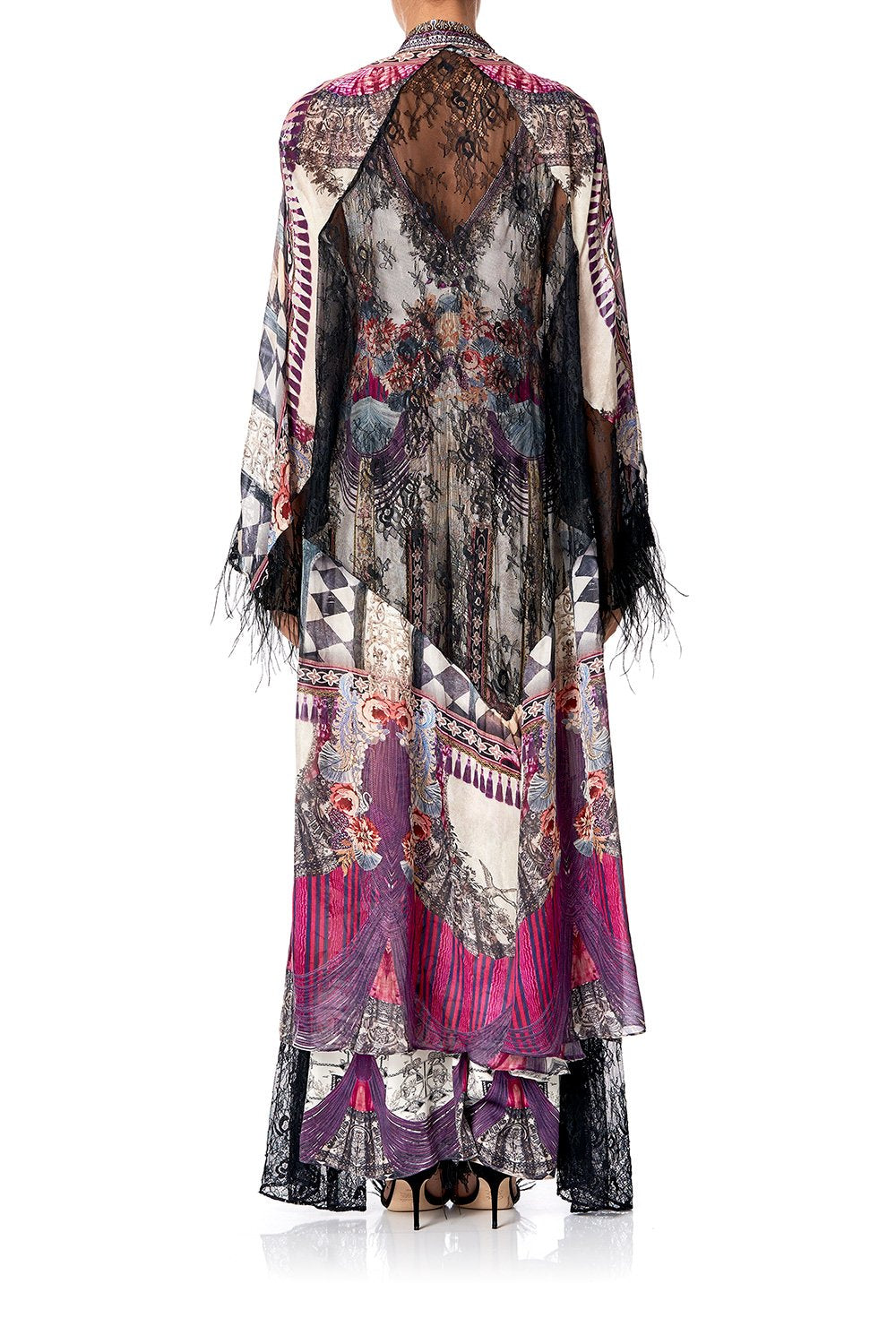 LAYERING ROBE WITH LACE INSERT VIOLET CITY