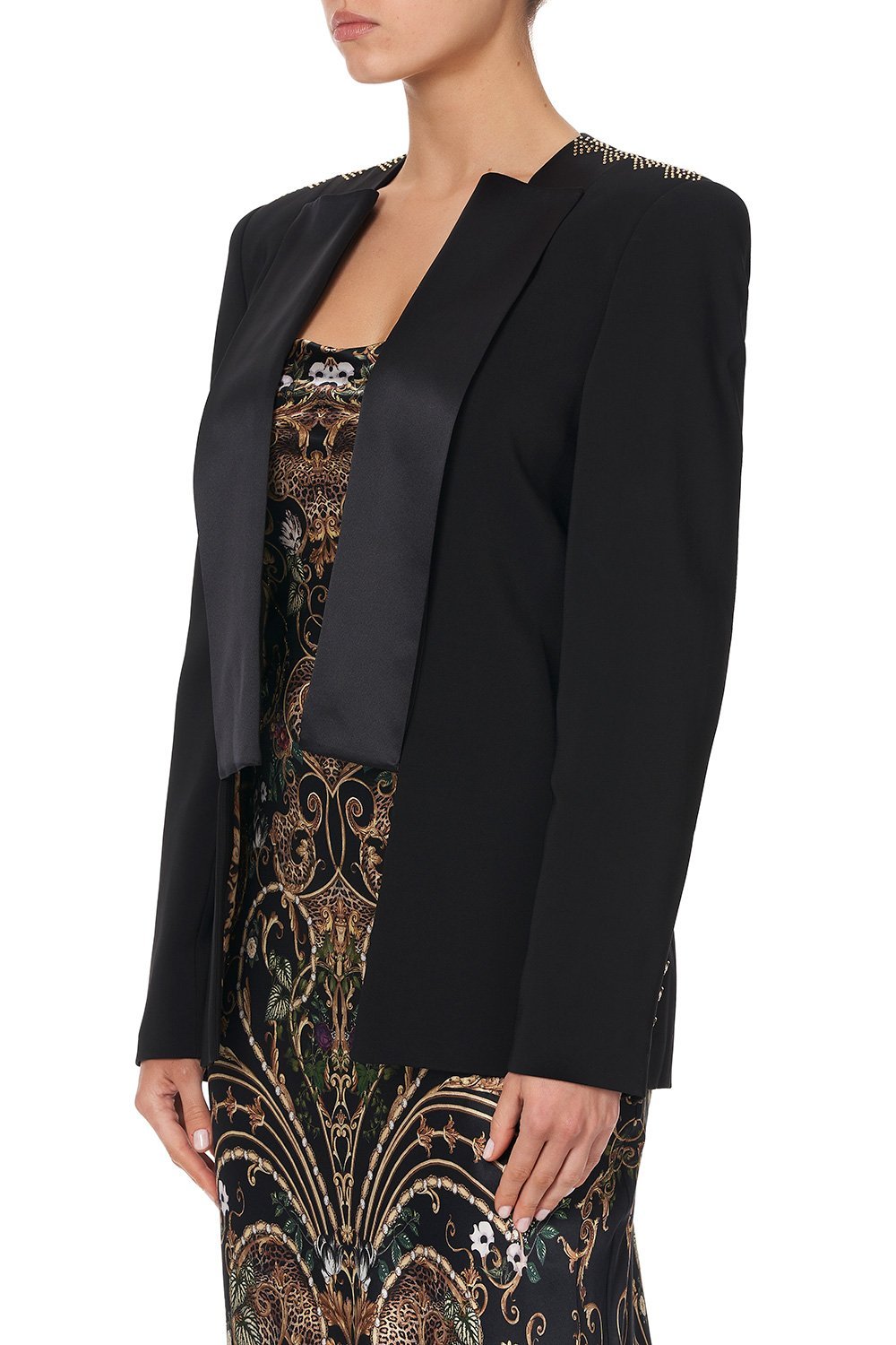 CONTRAST COLLAR SUIT JACKET - FLOW STUDIO 54