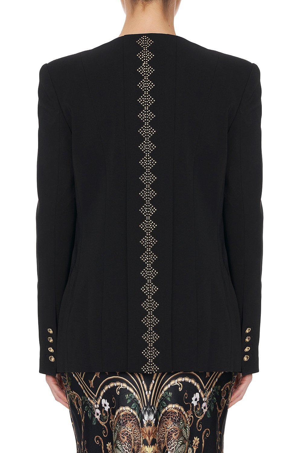 CONTRAST COLLAR SUIT JACKET - FLOW STUDIO 54