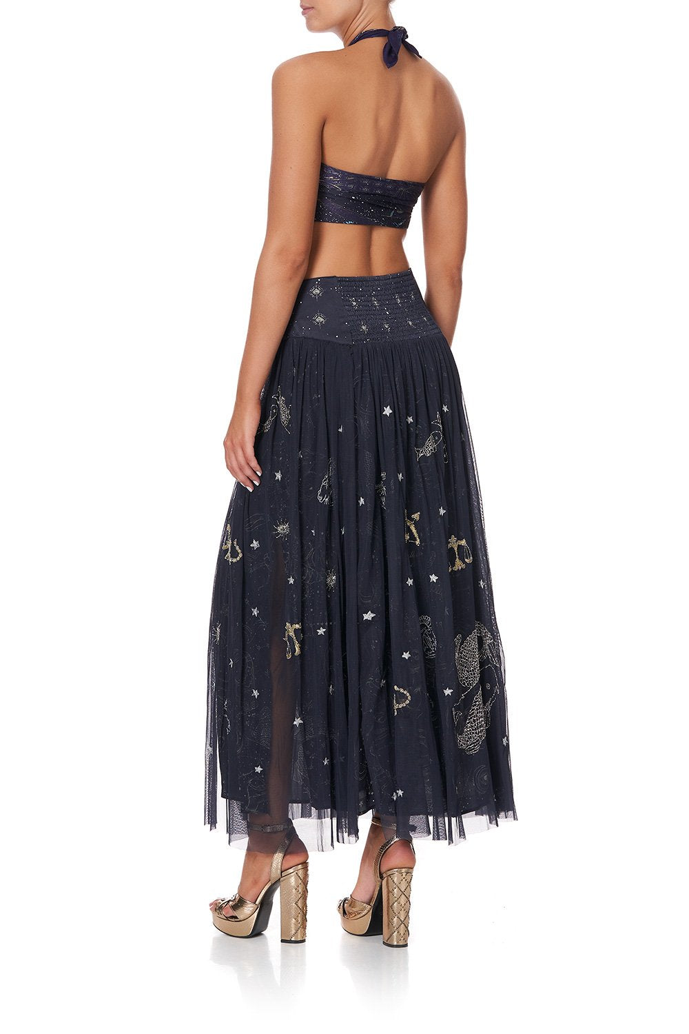DOUBLE LAYER MAXI SKIRT WITH SHAPED YOKE ITS A SIGN
