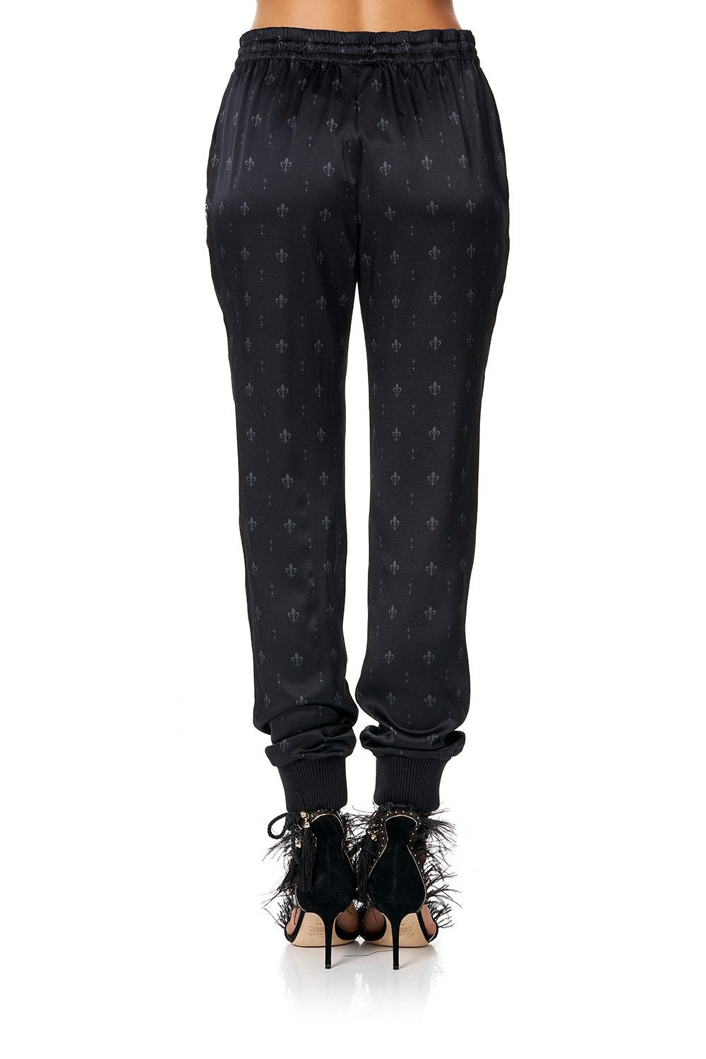 CAMILLA DRAWSTRING PANT WITH RIBBING BLACK