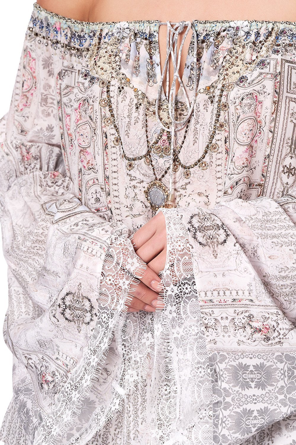 DROP SHOULDER BELL SLEEVE TOP CRYSTAL CASTLE