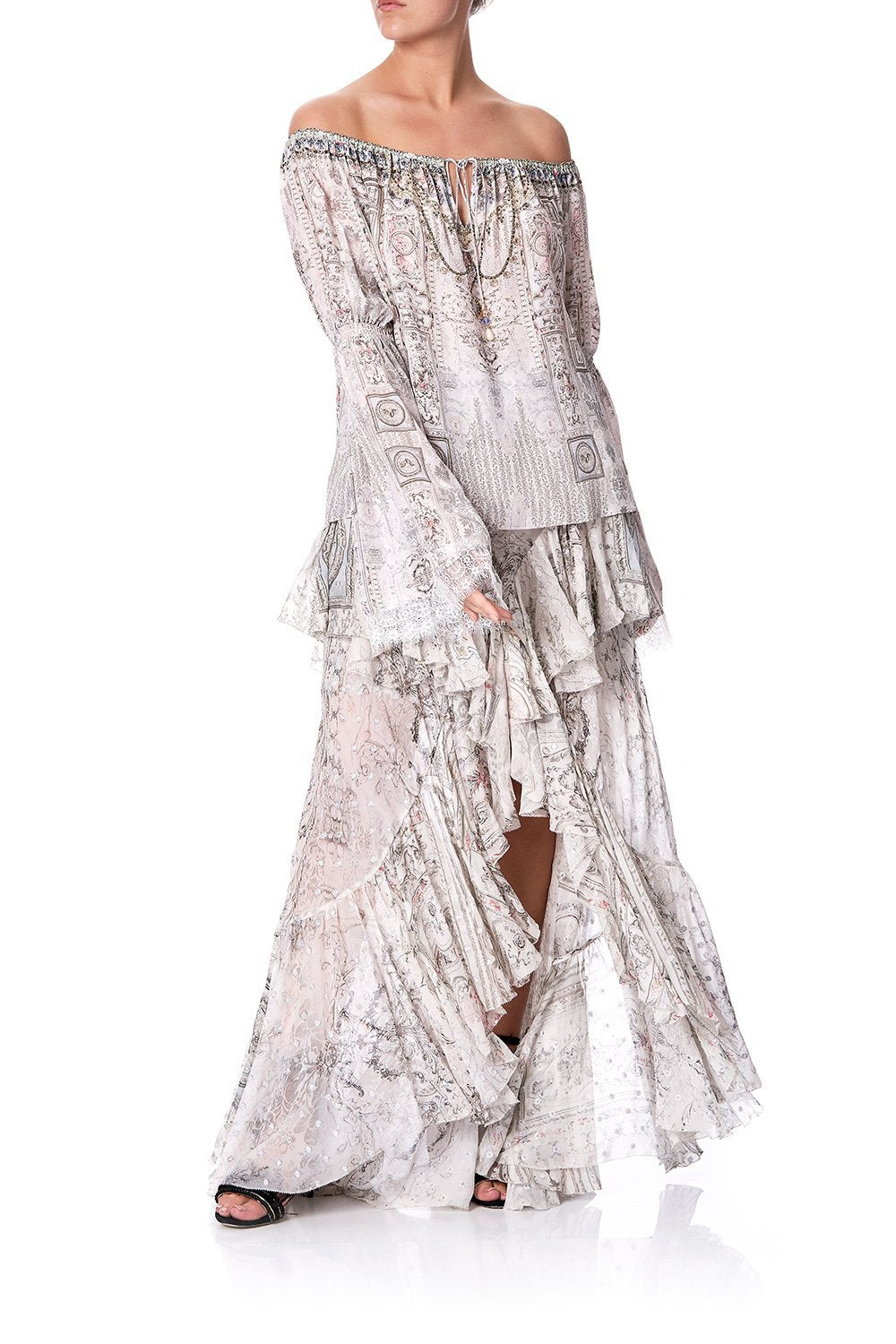 DROP SHOULDER BELL SLEEVE TOP CRYSTAL CASTLE