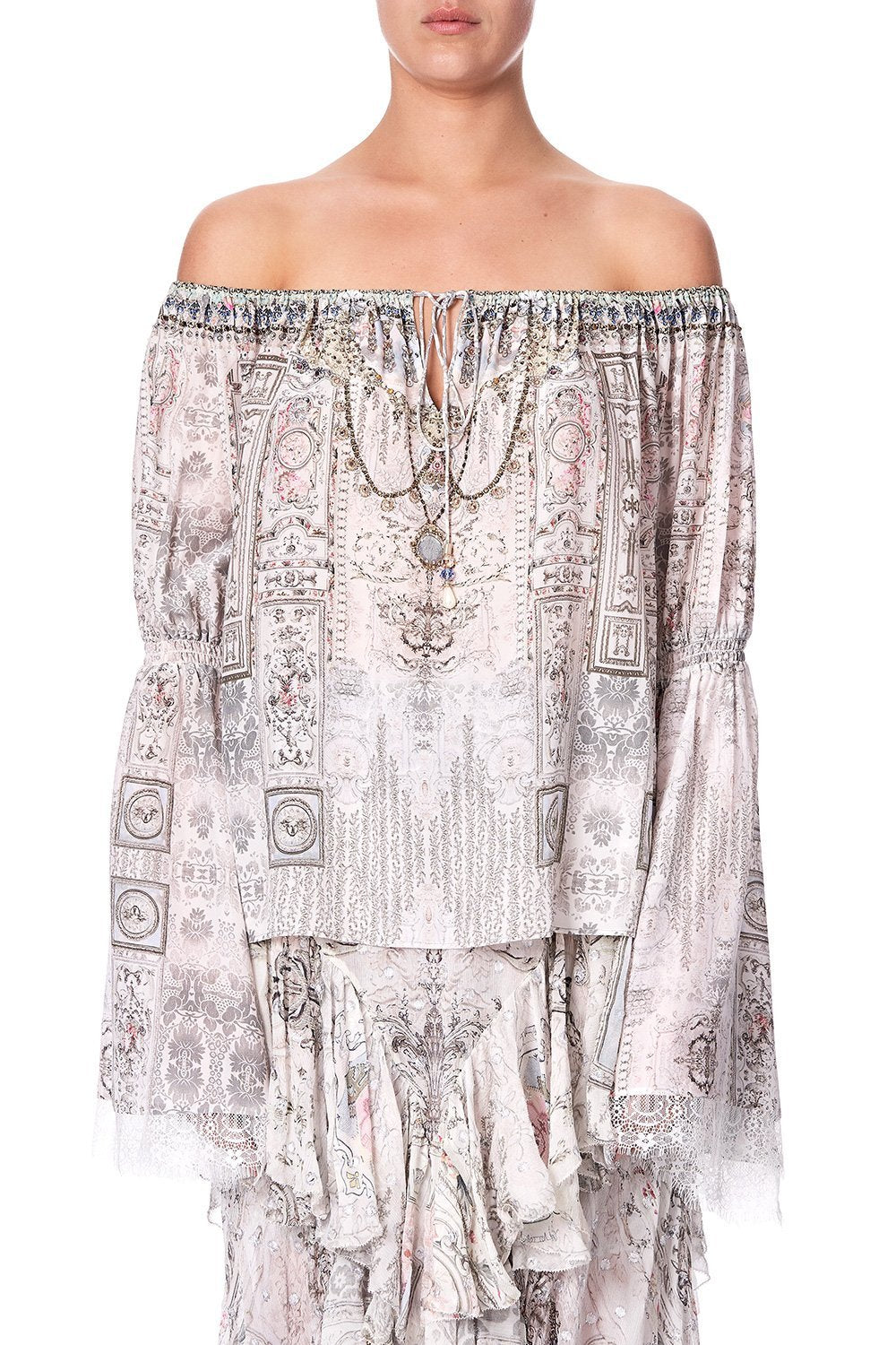 DROP SHOULDER BELL SLEEVE TOP CRYSTAL CASTLE