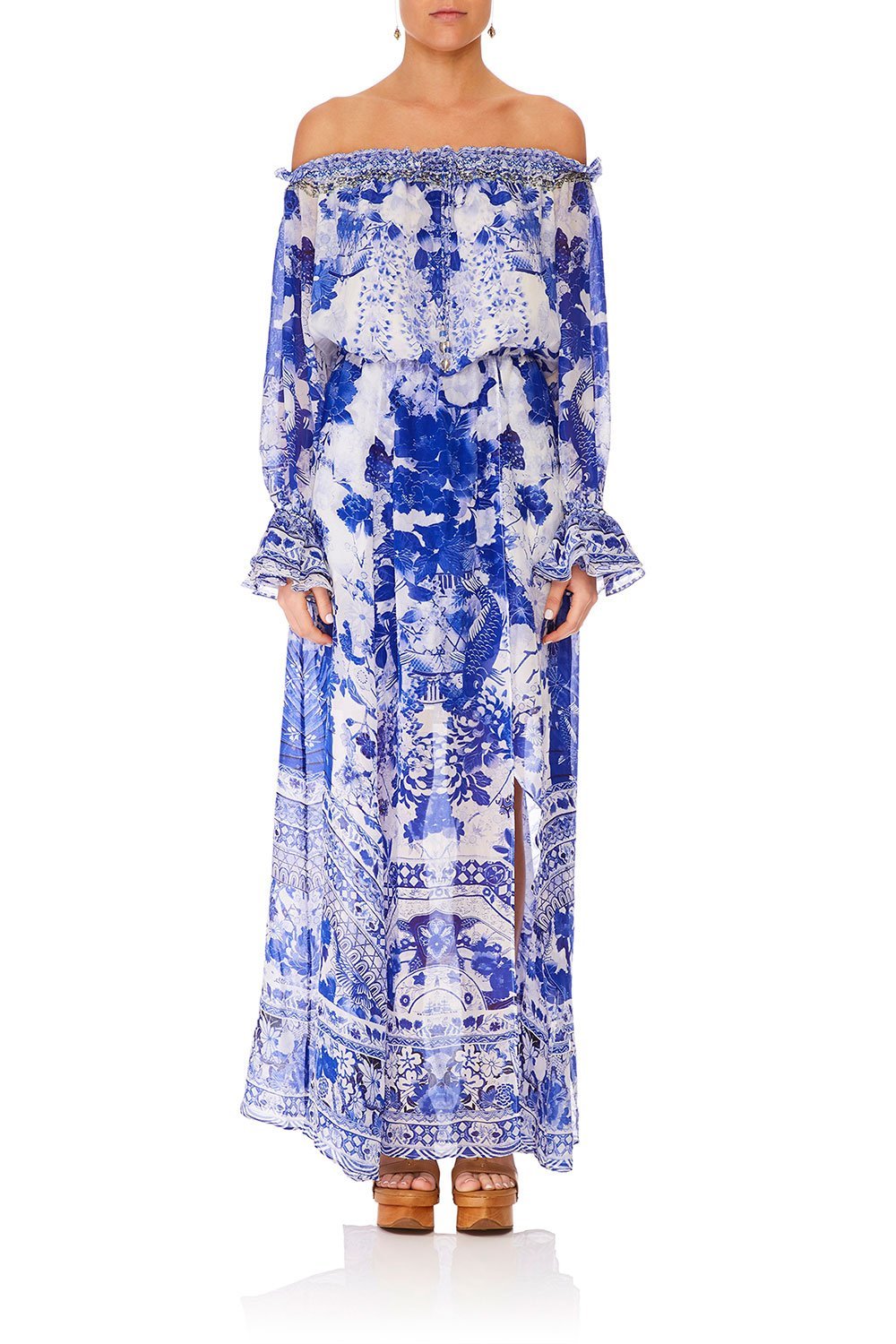 CAMILLA DROP SHOULDER SPLIT DRESS THE FAN SEA