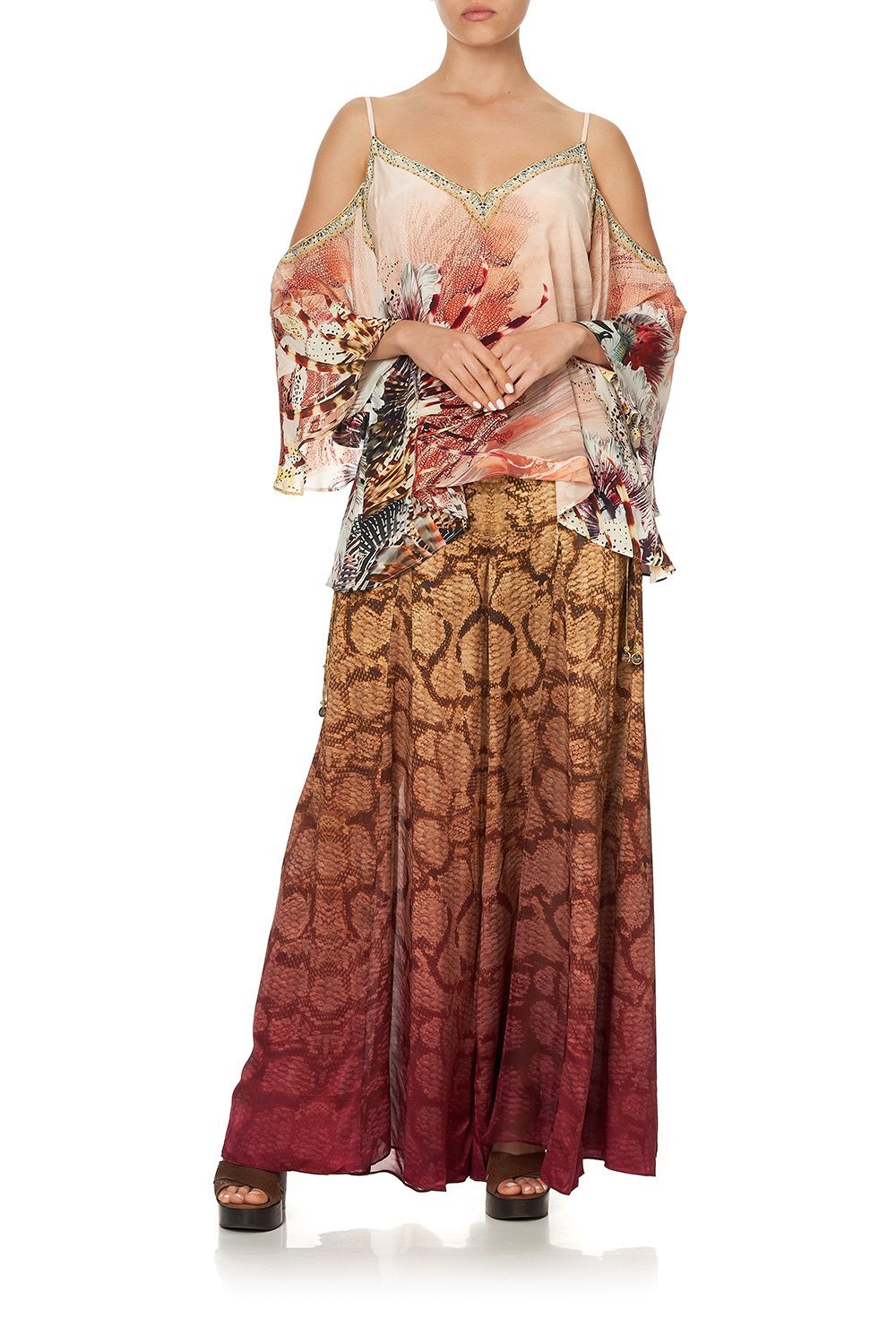 DROP SHOULDER STRAPPY BLOUSE COASTAL TREASURE