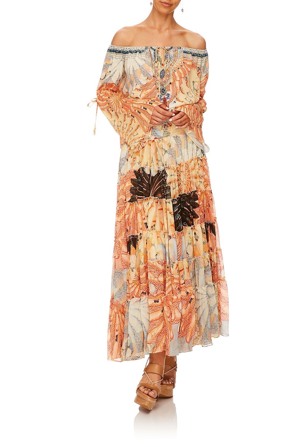 CAMILLA FOR THE FANS SHEER TIERED CIRCLE SKIRT