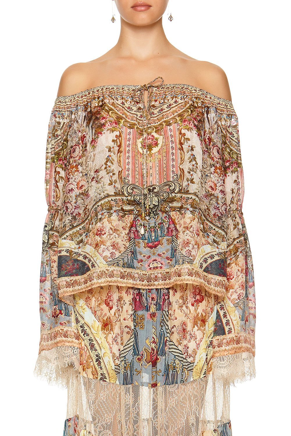 DROP SHOULDER TIE SLEEVE TOP JEANNE QUEEN