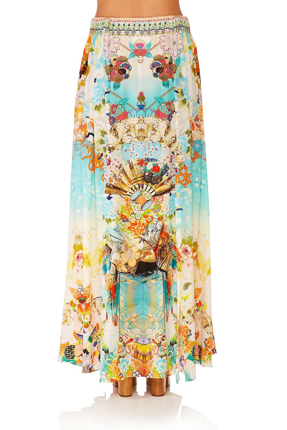 CAMILLA RETROS RAINBOW ELASTIC WAIST SKIRT W SPLITS