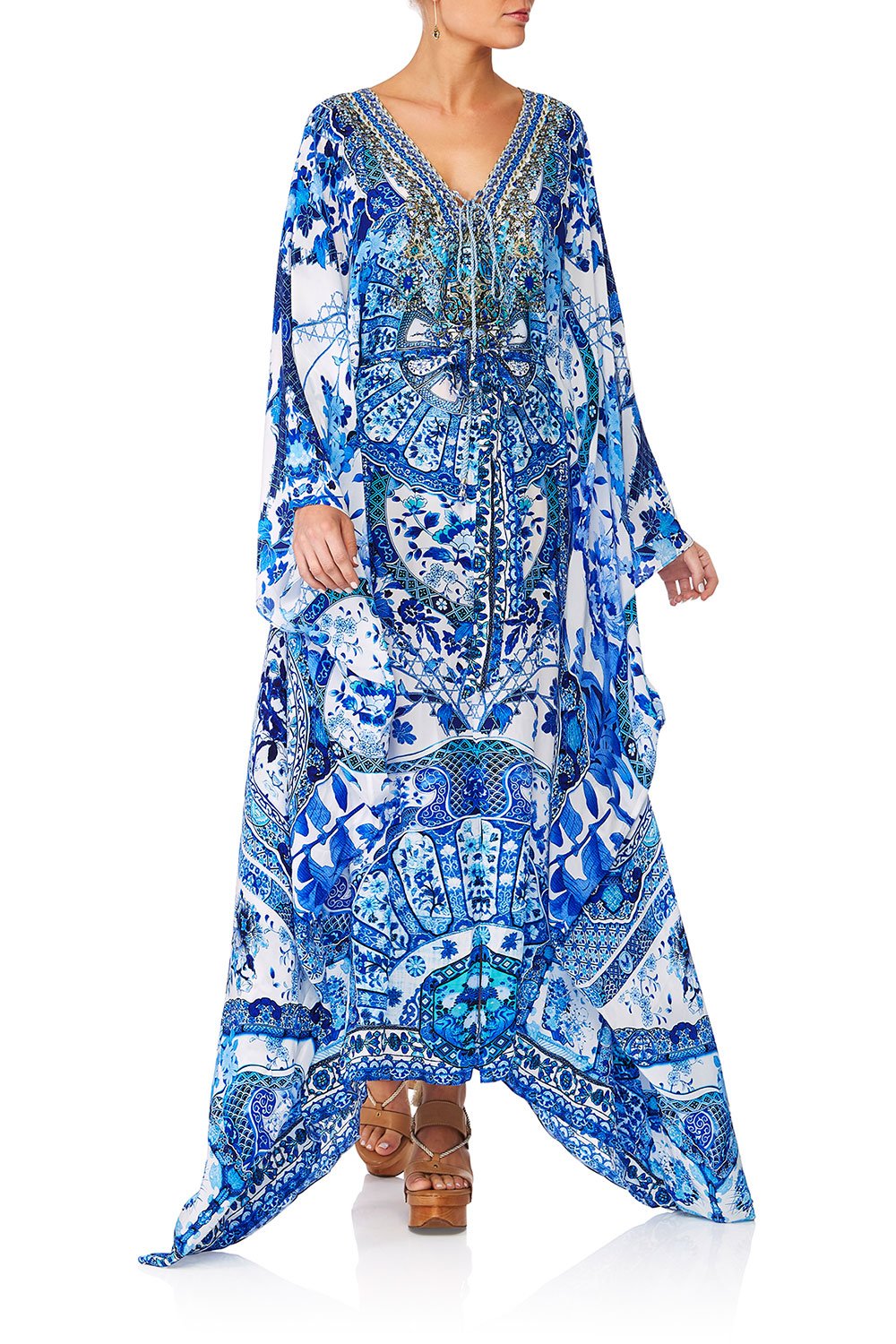 CAMILLA ETERNITYS EMPIRE SPLIT HEM LACE UP KAFTAN