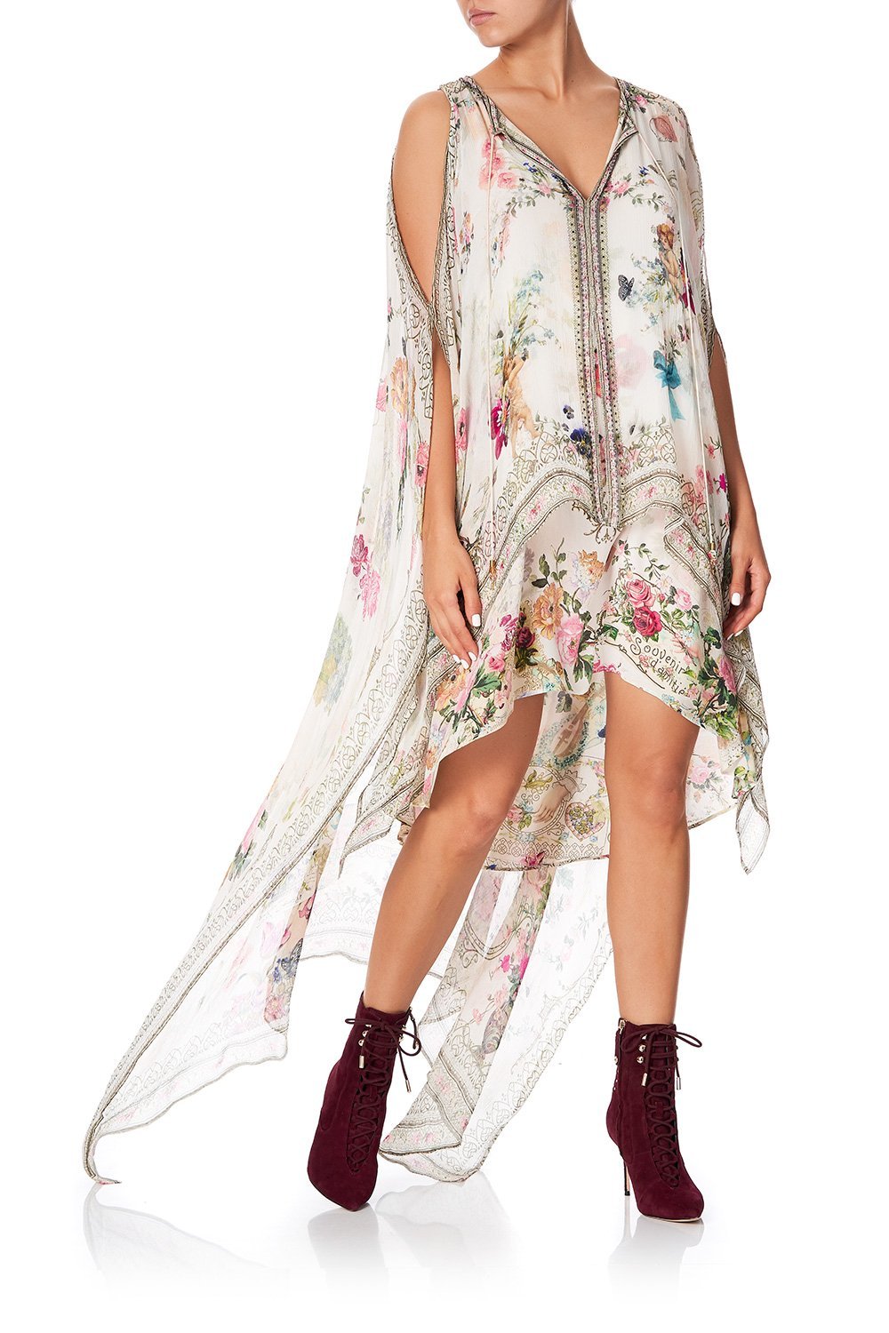 LONG SHEER OVERLAY DRESS JARDIN POSTCARDS
