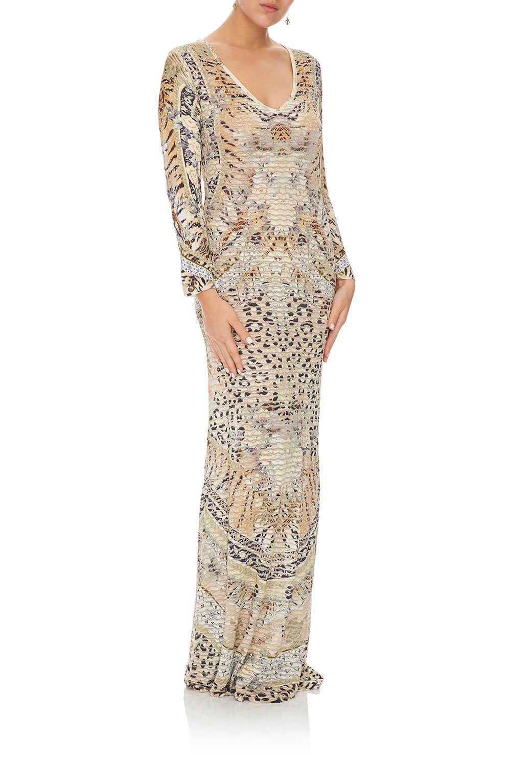 CAMILLA FANCY STITCH DRESS W/ ROUNDED V NECK MOTO MAIKO