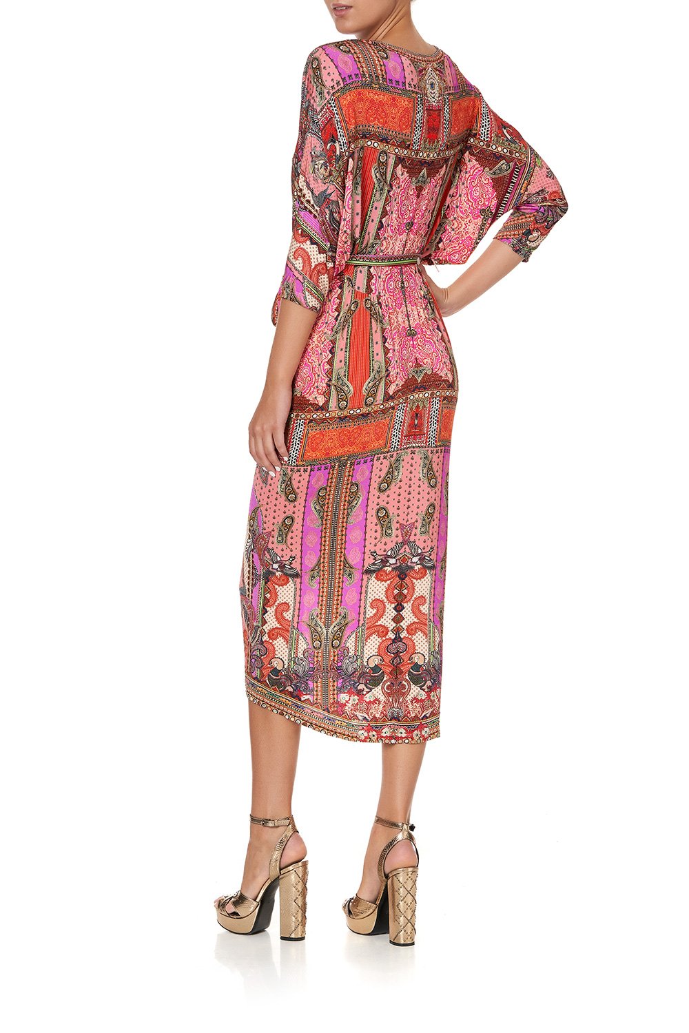 FITTED V NECK DRESS WITH TIE LOTUS LOVERS