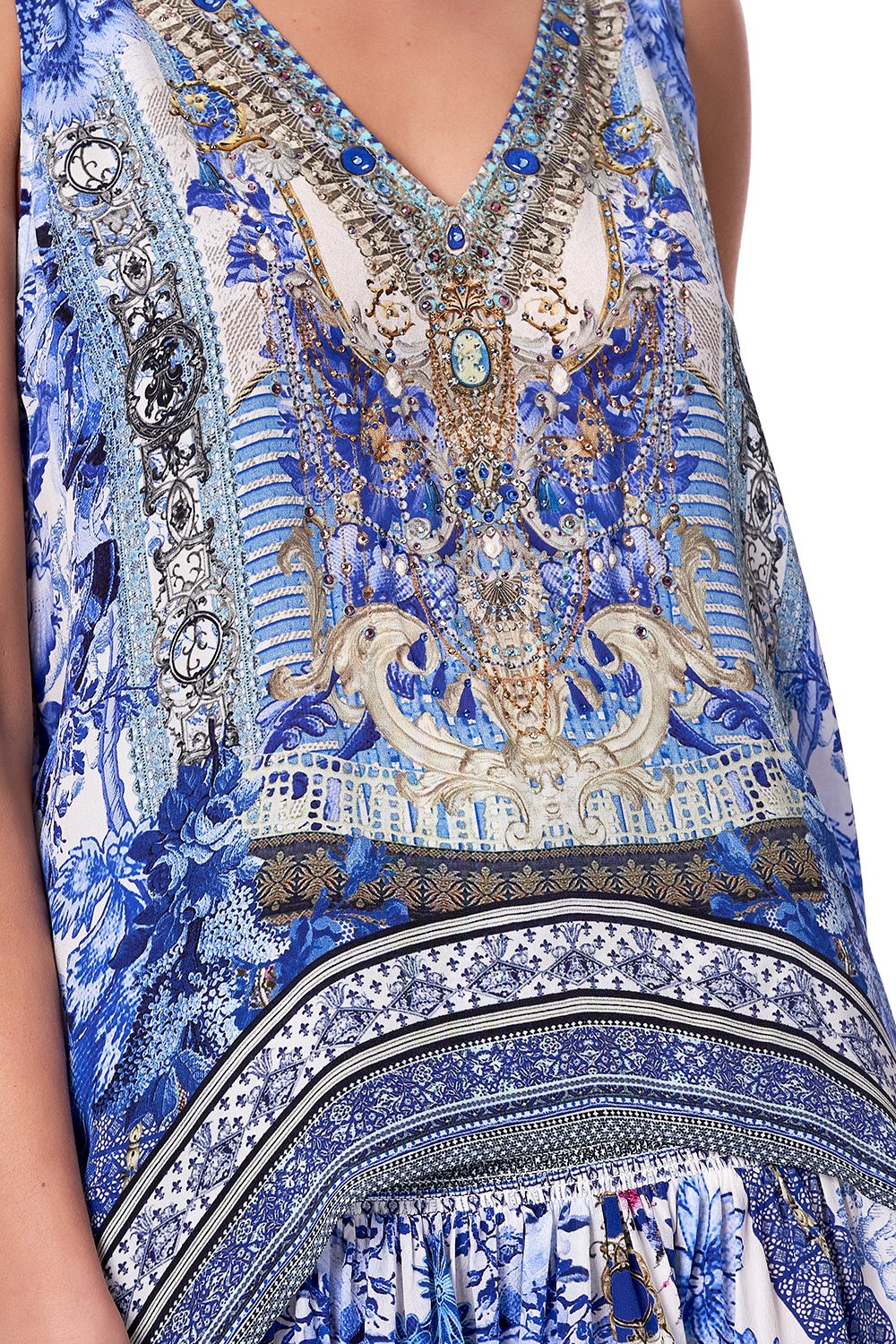 HIGH LOW CROSS BACK TOP PAINTED PROVINCIAL