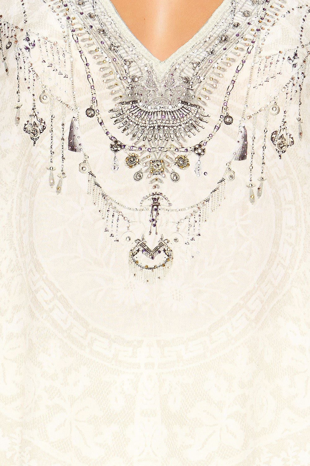 HIGH LOW CROSS OVERLAY TOP DENTELLE BLANCHE