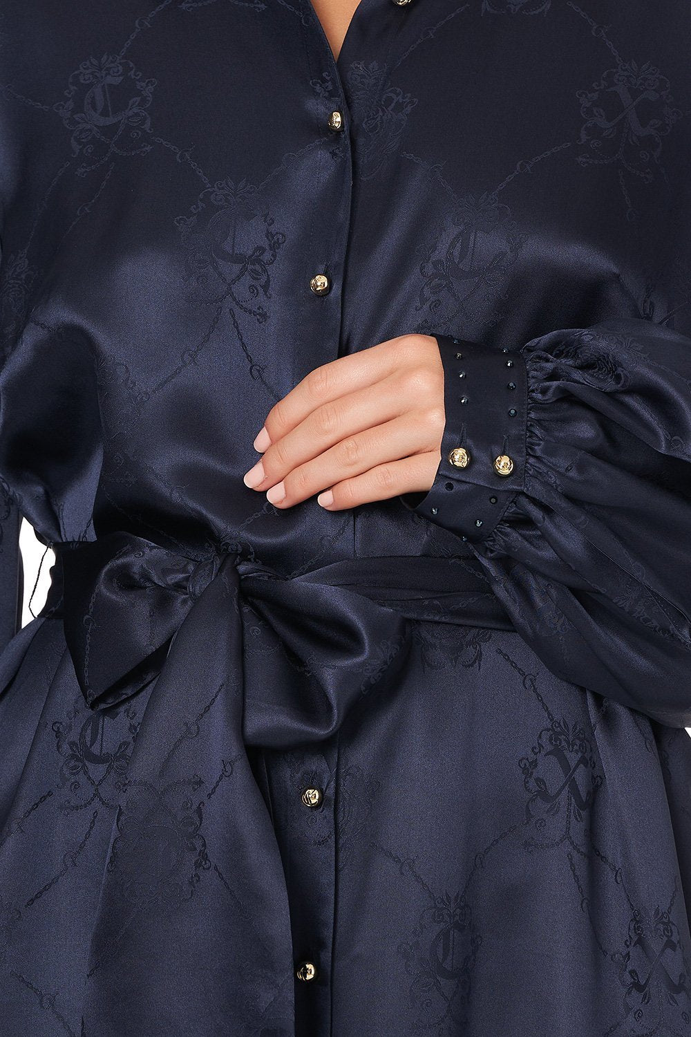 HIGH LOW MIDI SHIRT DRESS SOLID NAVY