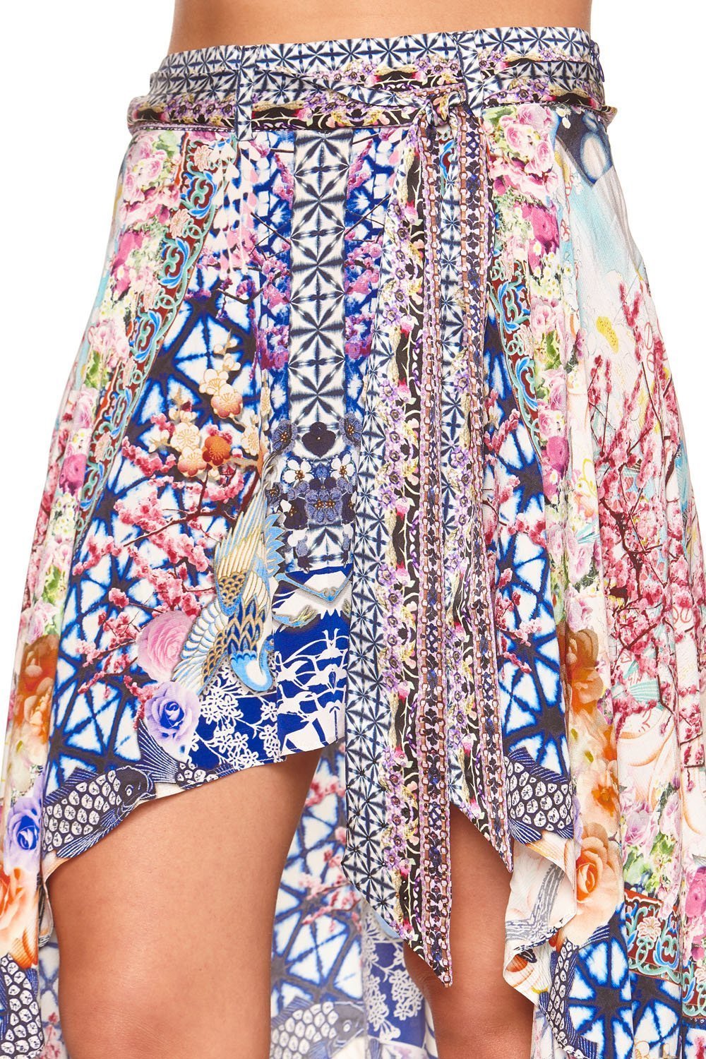 HIGH LOW SKIRT WITH WAIST TIE SHIBORI SHORES