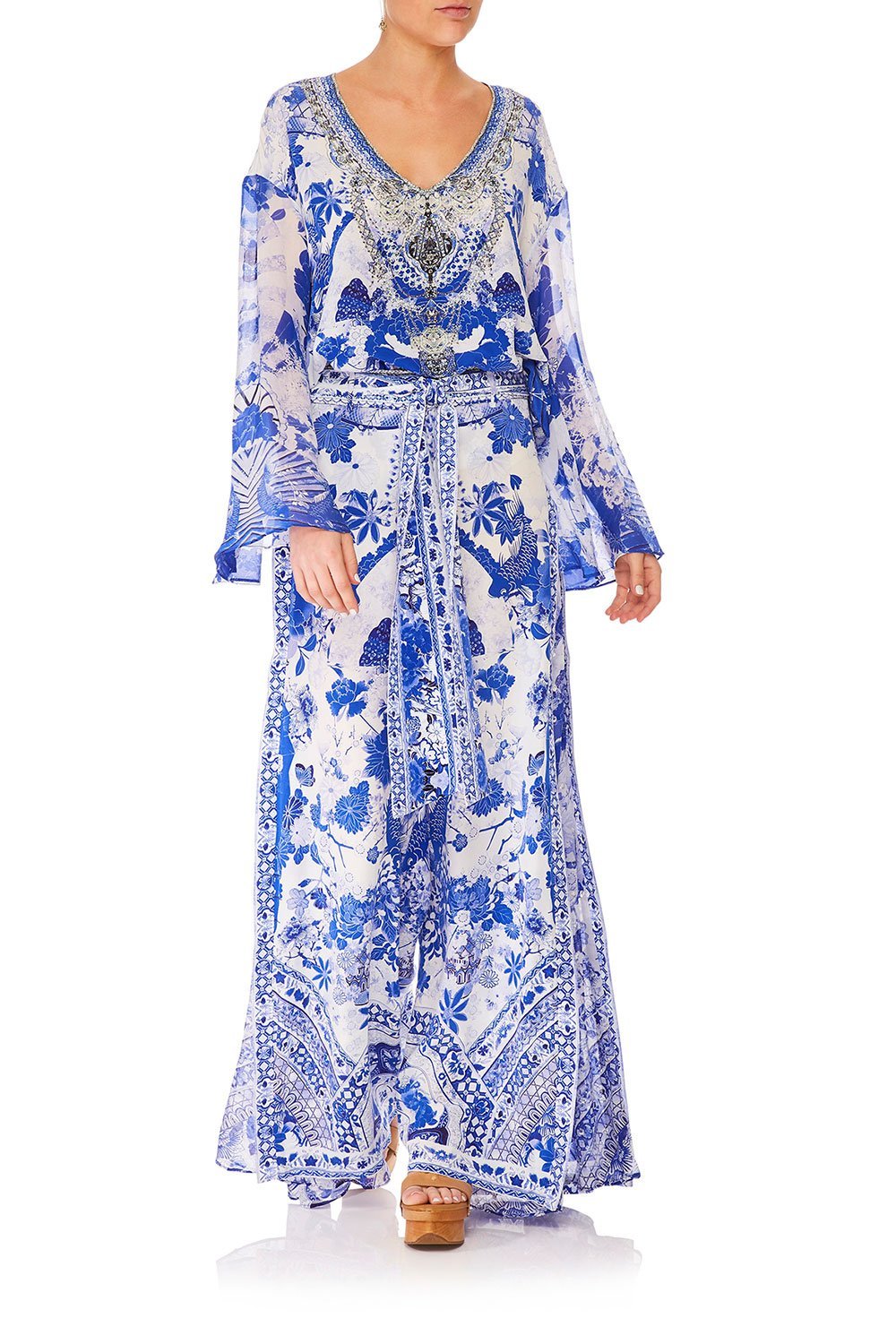 CAMILLA HIGH WAISTED TROUSER WITH GODET THE FAN SEA