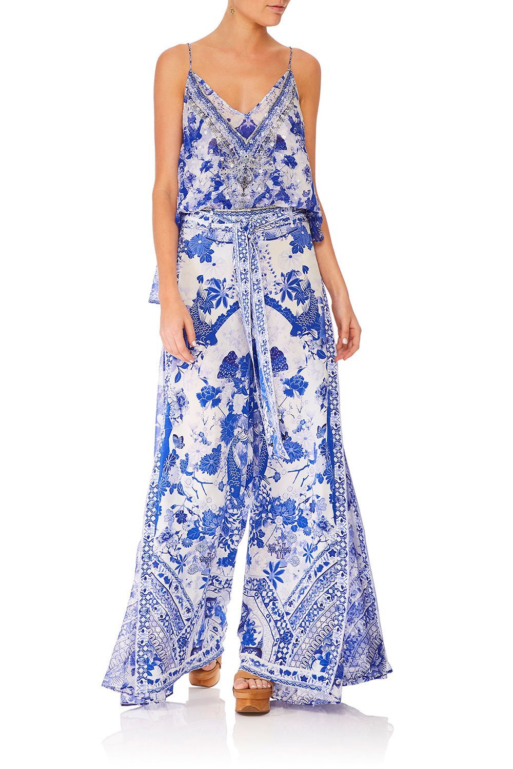 CAMILLA HIGH WAISTED TROUSER WITH GODET THE FAN SEA