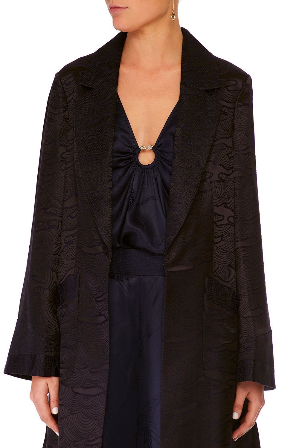 CAMILLA SOLID NAVY JACKET W TOPSTITCH DETAIL