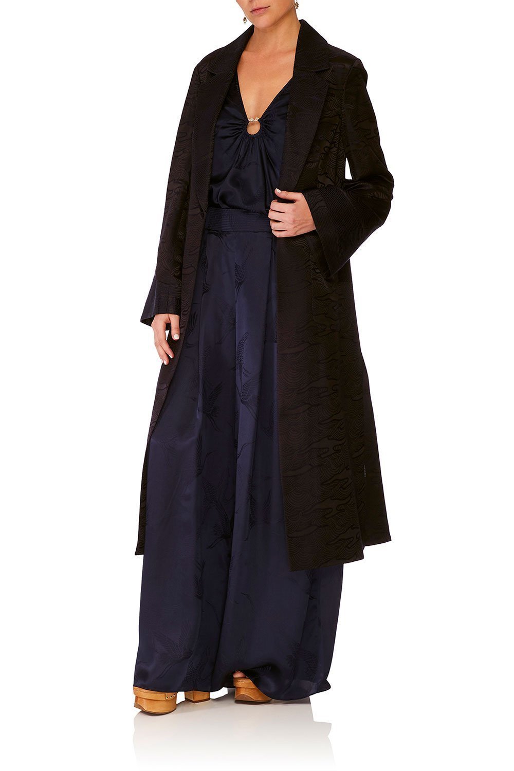 CAMILLA SOLID NAVY JACKET W TOPSTITCH DETAIL