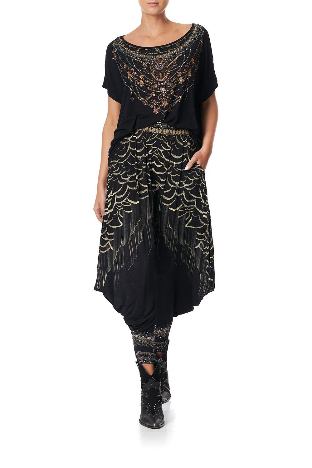 JERSEY DRAPE PANT WITH POCKET UNDER A FULL MOON