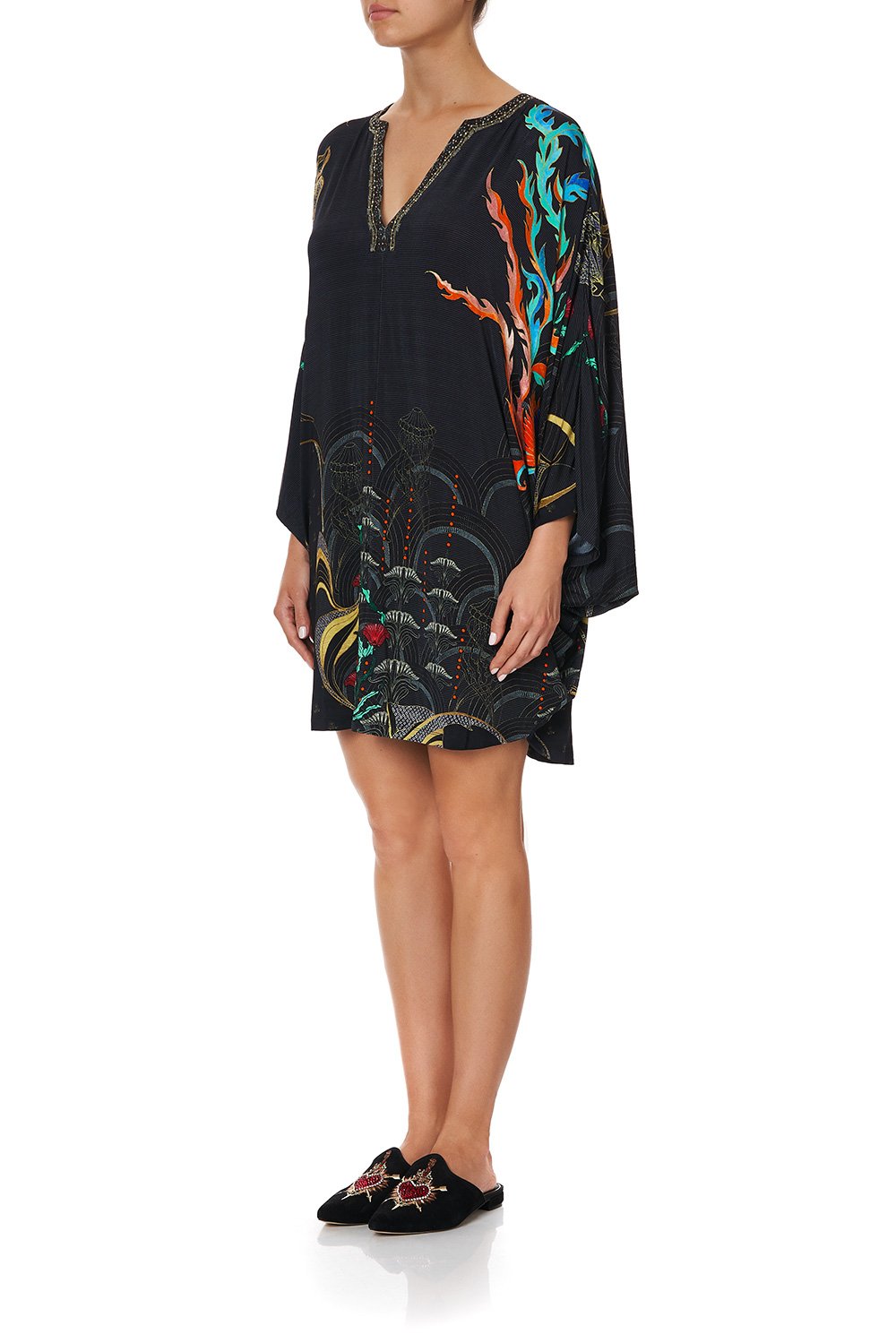 JERSEY SHORT KAFTAN WITH CURVED HEM WISE WINGS
