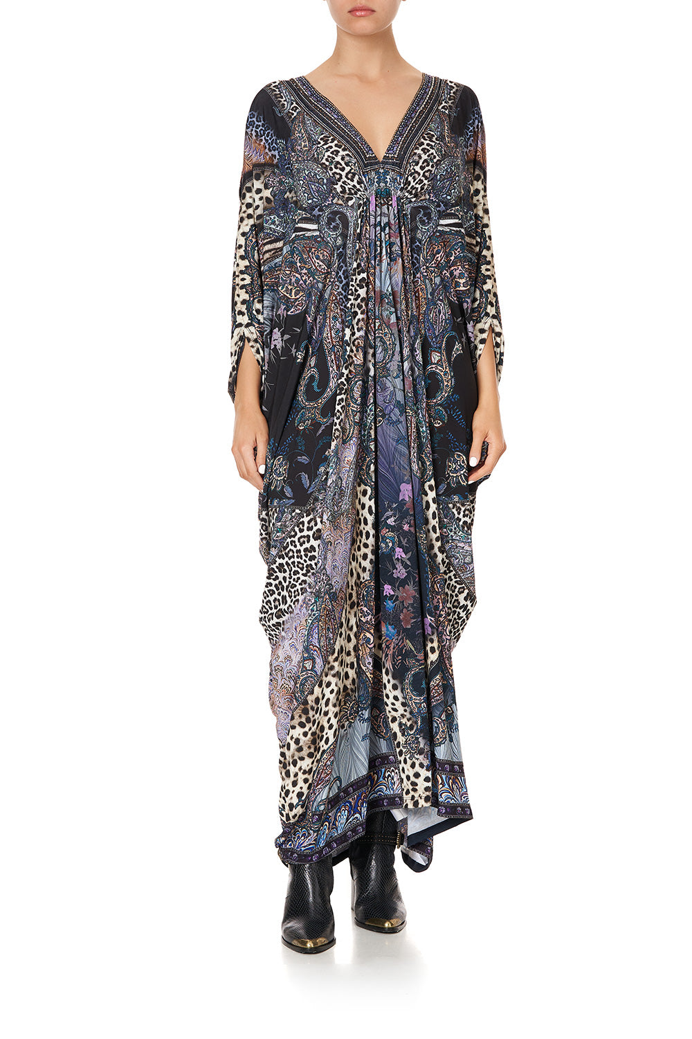 JERSEY SPLIT SLEEVE DRAPED DRESS FESTIVAL EXPRESS