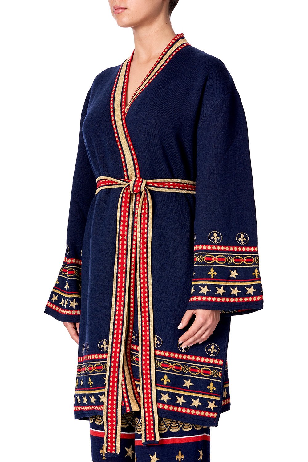 KNITTED JACKET WITH BELT COSTUME PARTY