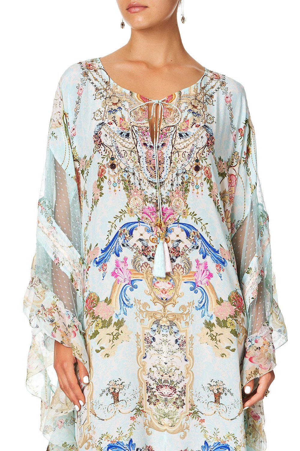 KAFTAN WITH FRILL PANELS VERSAILLES SKY