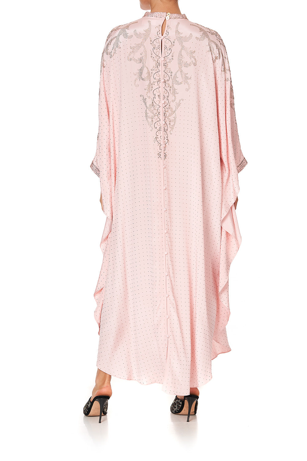 KAFTAN WITH HIGH COLLAR STAND LUXE PINK
