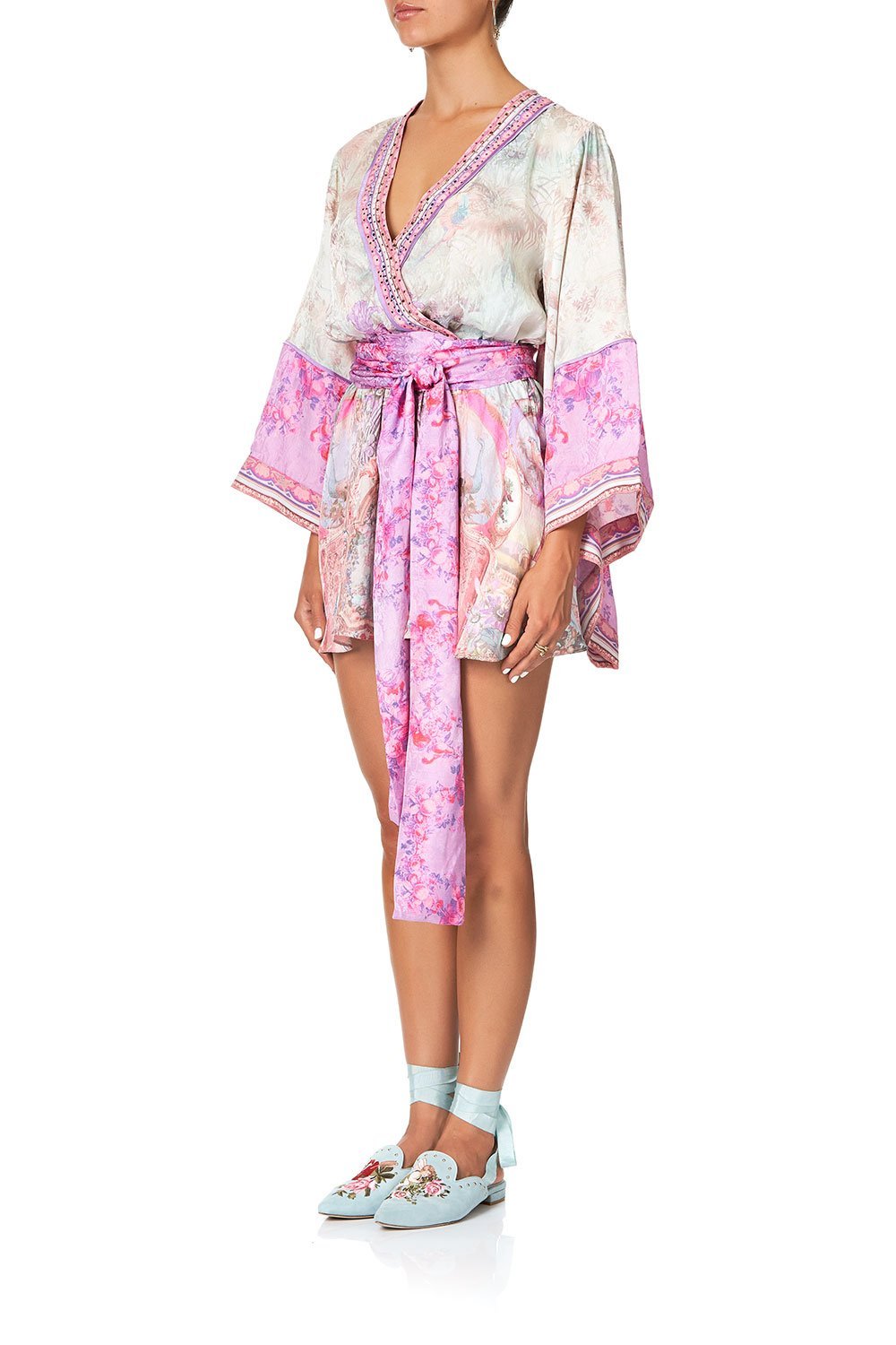 KIMONO SLEEVE PLAYSUIT WITH OBI BELT ELECTRON LIBRE