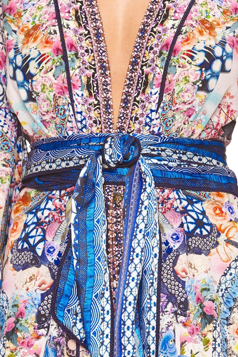 KIMONO WITH EMBROIDERY INSERTS SHIBORI SHORES