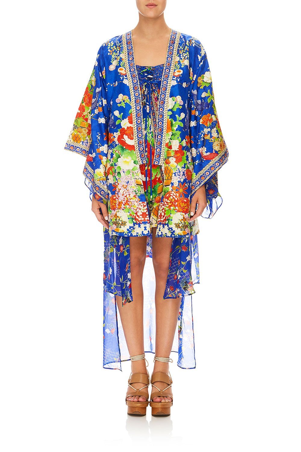 CAMILLA KIMONO W/ LONG UNDER LAYER PLAYING KOI