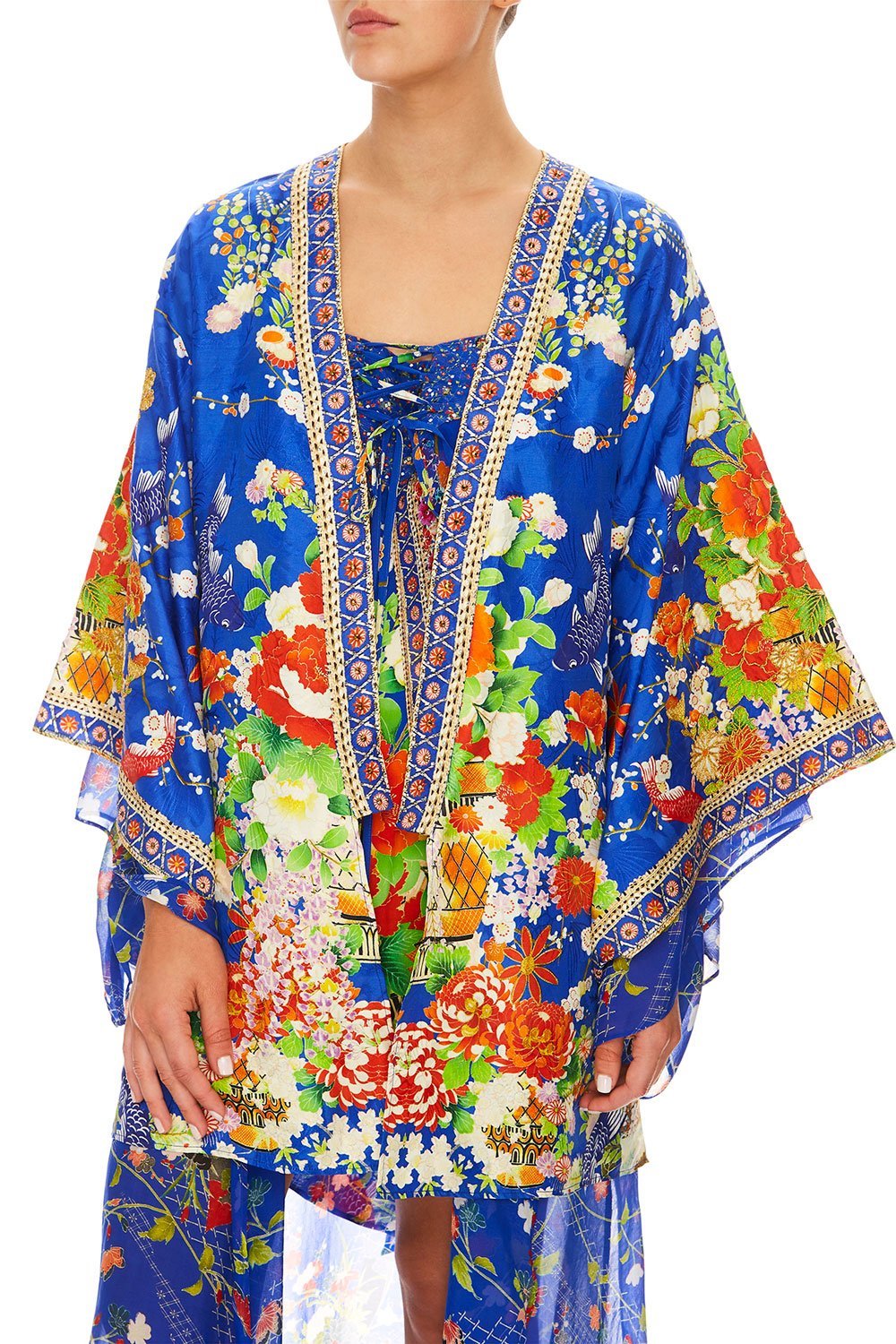 CAMILLA KIMONO W/ LONG UNDER LAYER PLAYING KOI