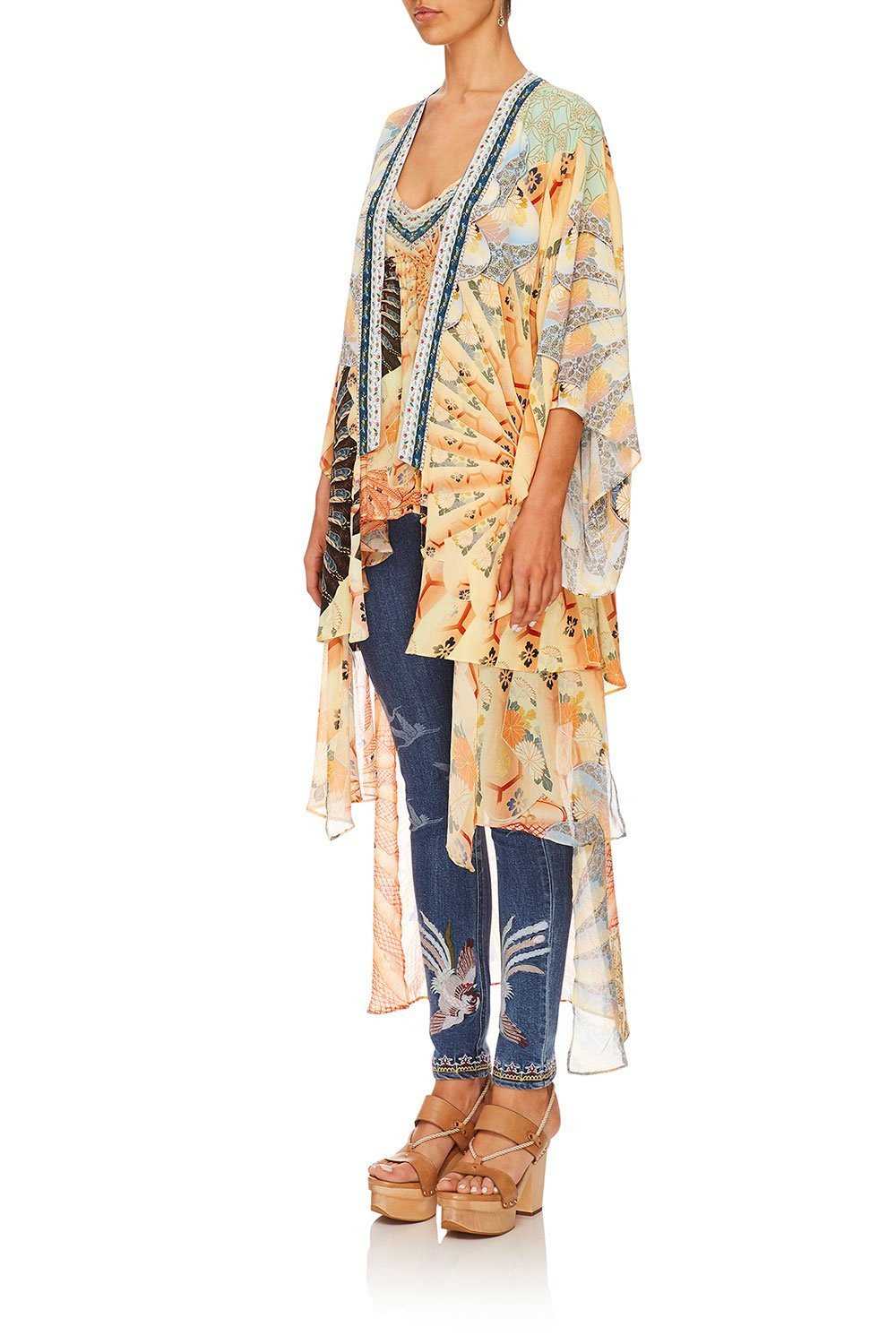 CAMILLA FOR THE FANS KIMONO W LONG UNDERLAY