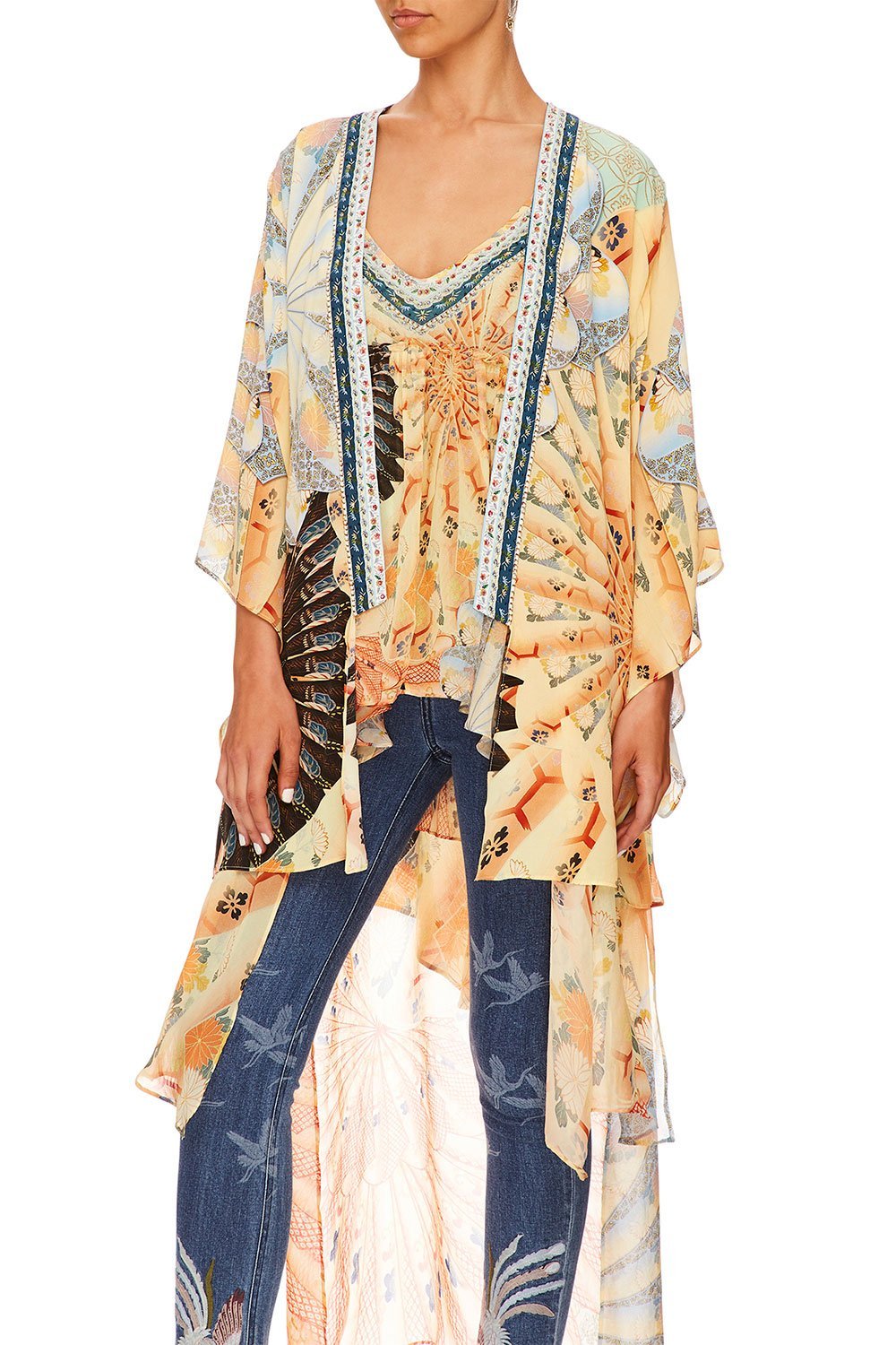 CAMILLA FOR THE FANS KIMONO W LONG UNDERLAY